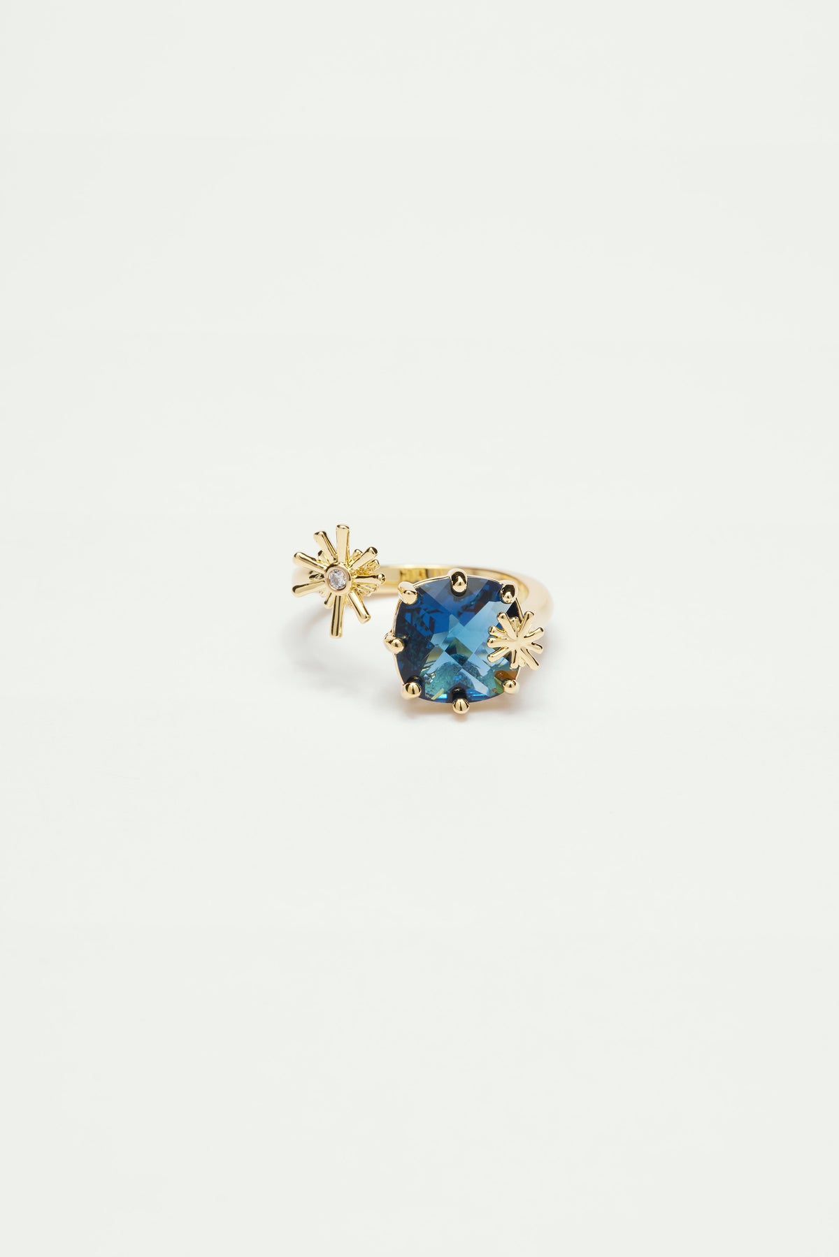 Gold stars and square stone adjustable you and me ring