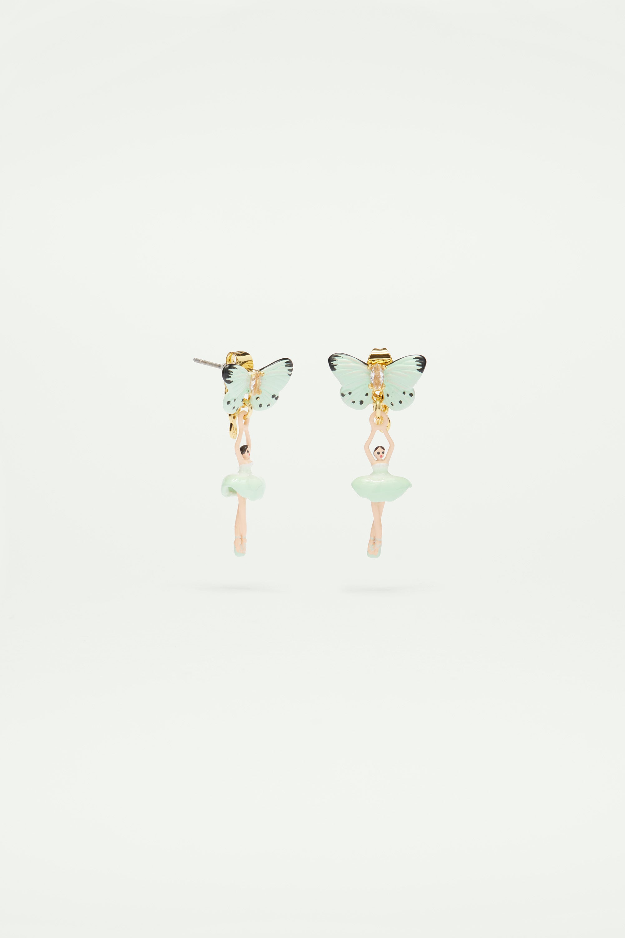 Mini pas de deux and aqua green butterfly earrings