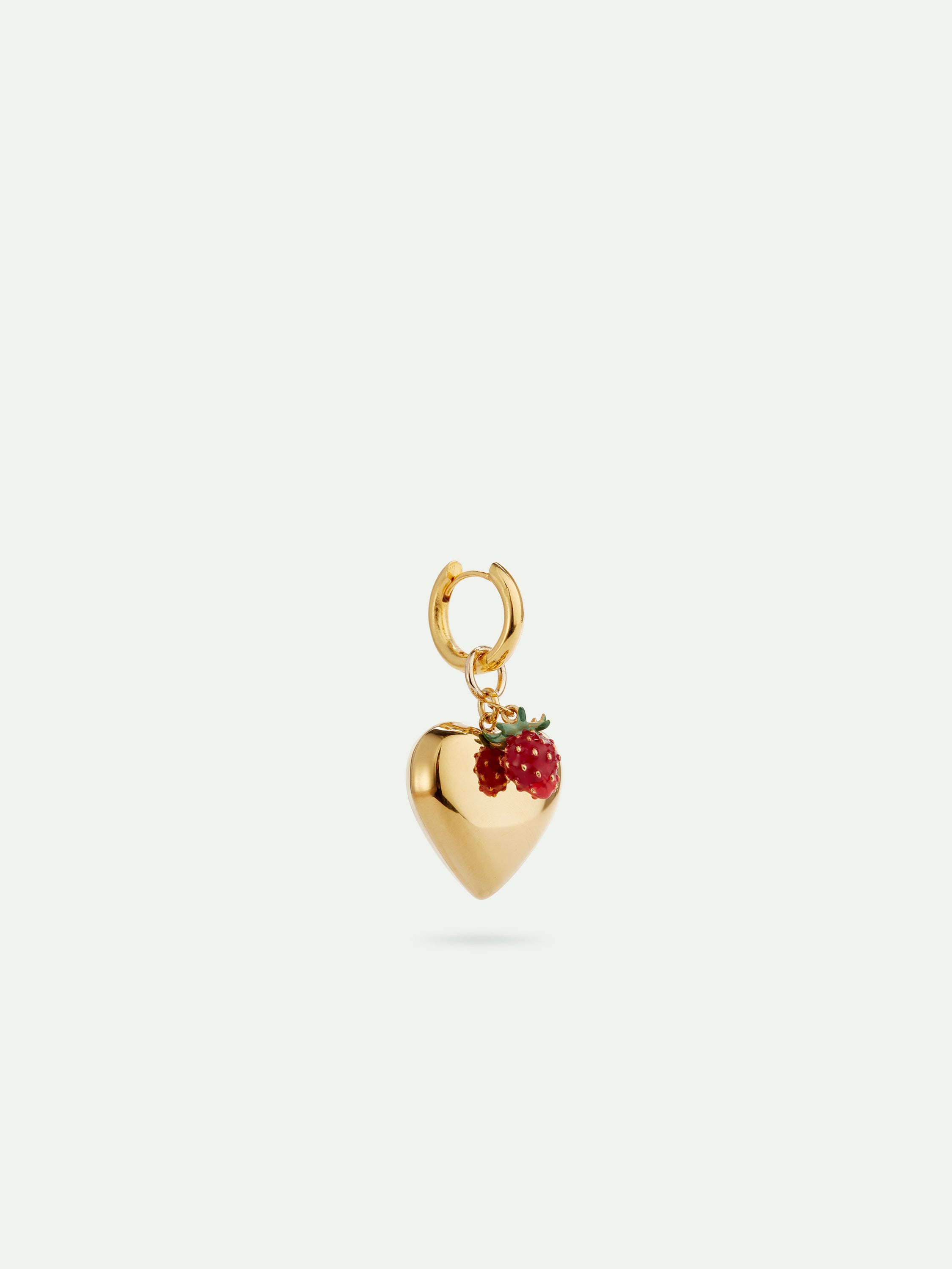 Golden heart and strawberry single earring