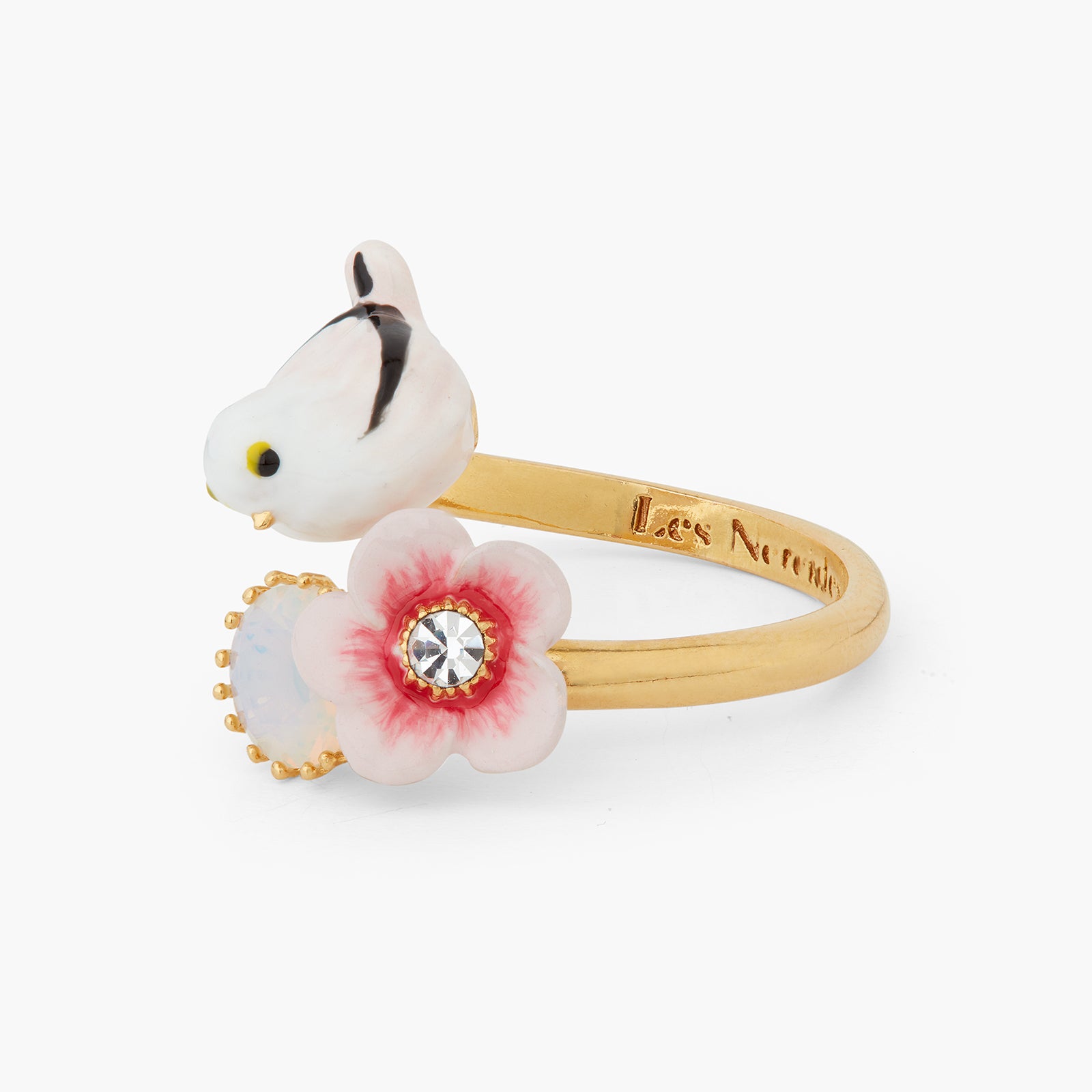 Long-tailed tit and rose hip adjustable ring