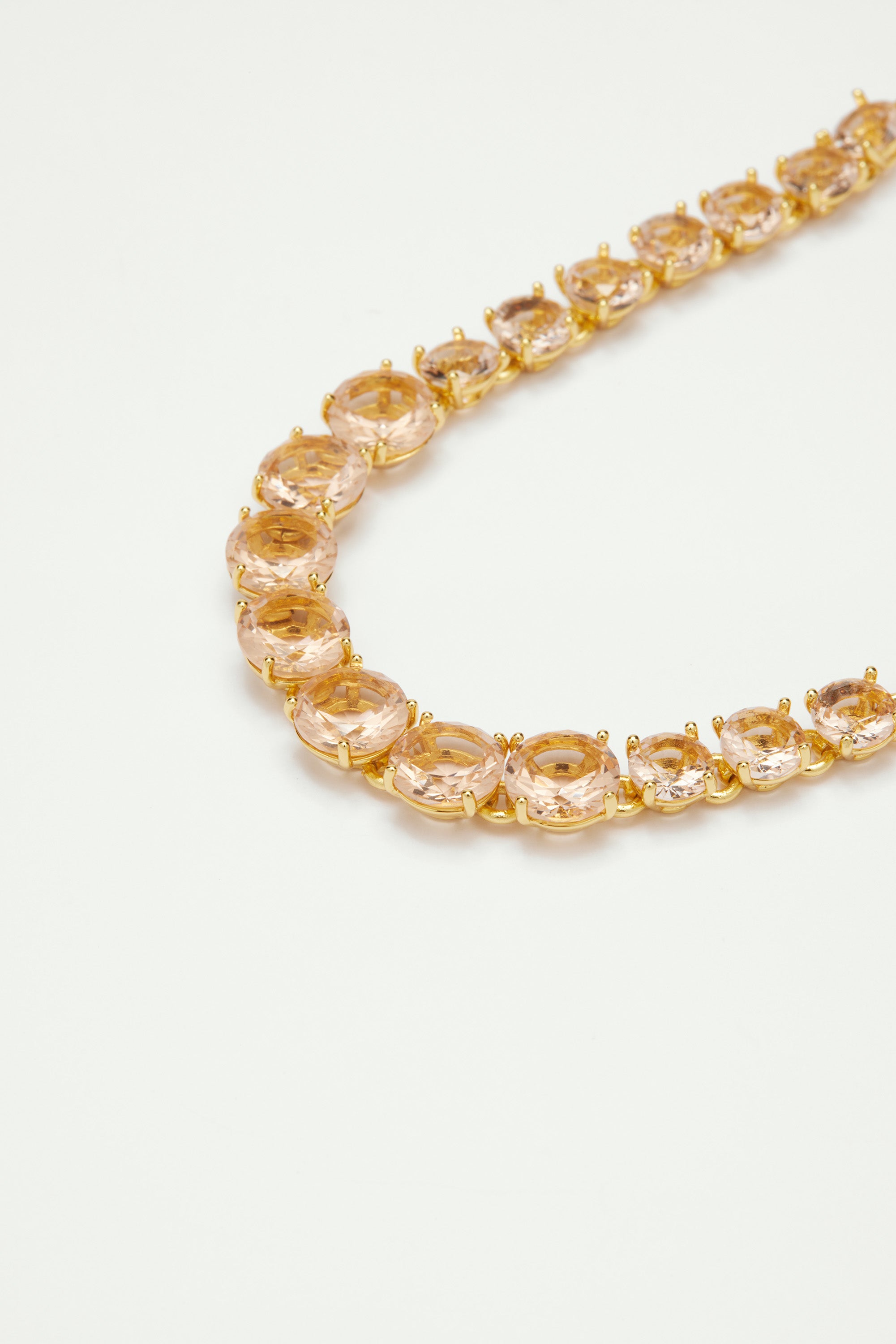 Apricot pink diamantine single row fine bracelet