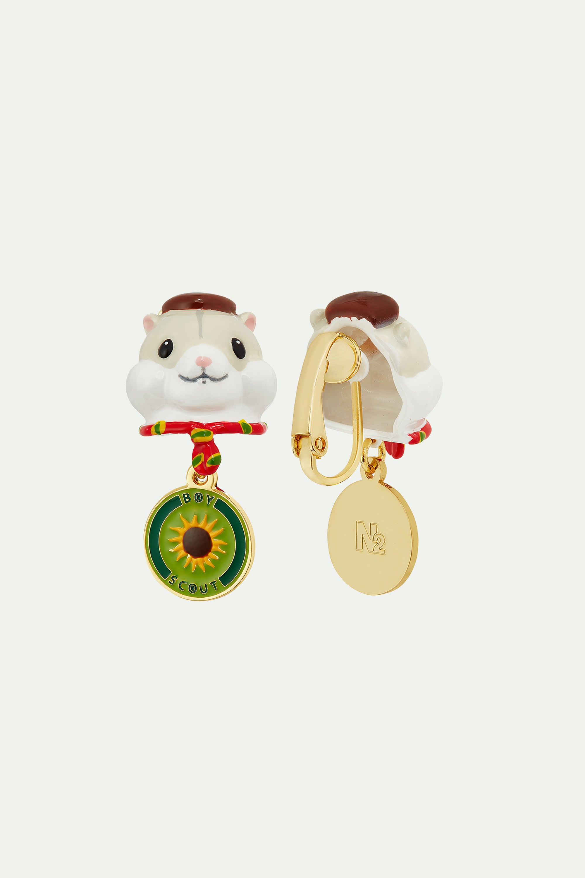 Scout hamster and sunflower badge earrings