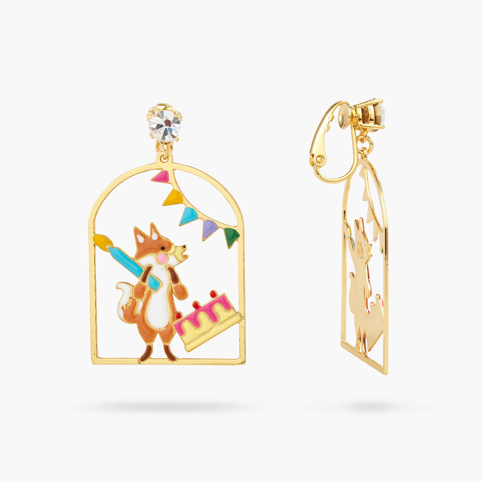 Fox and birthday cake post earrings