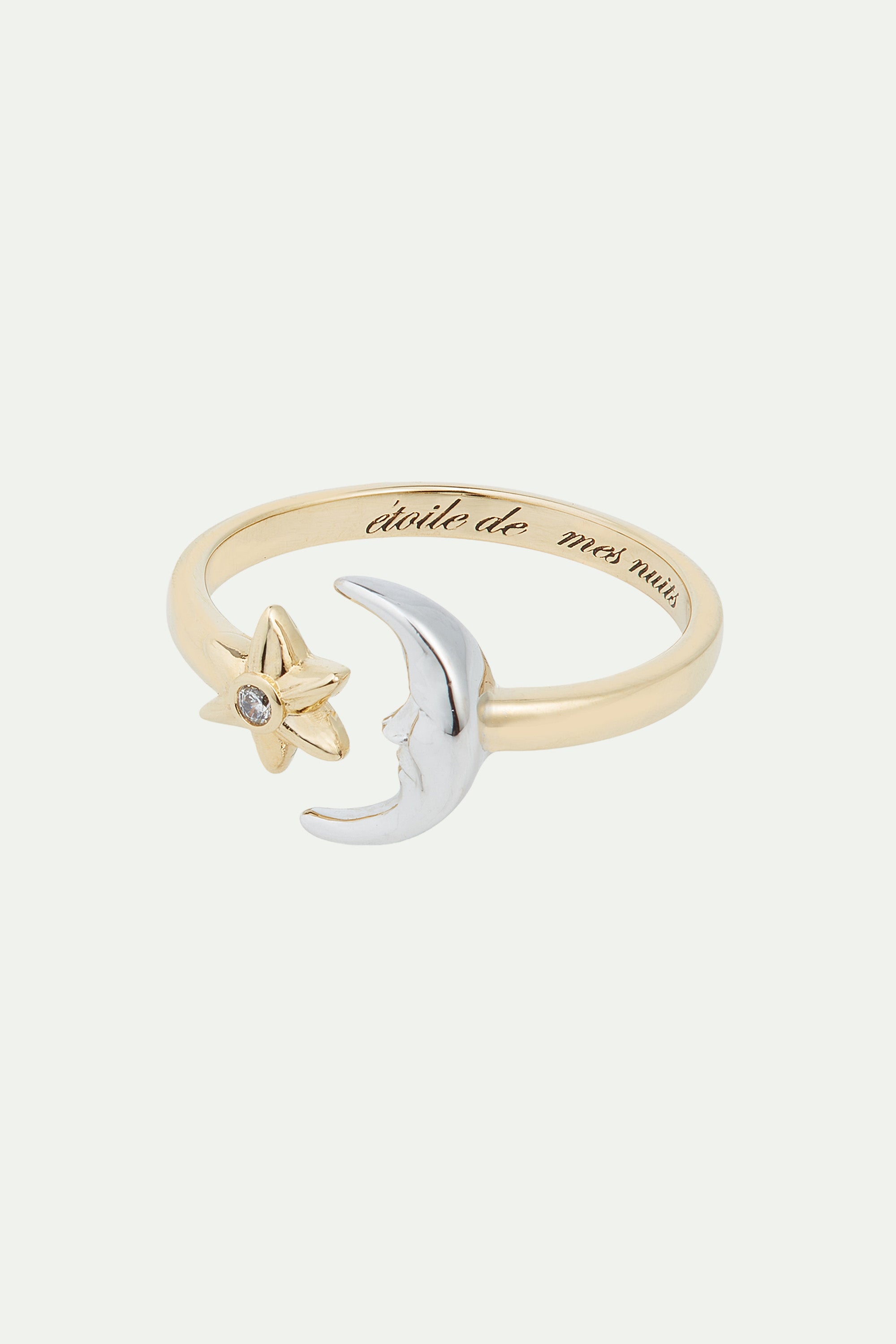 Moon and star adjustable ring