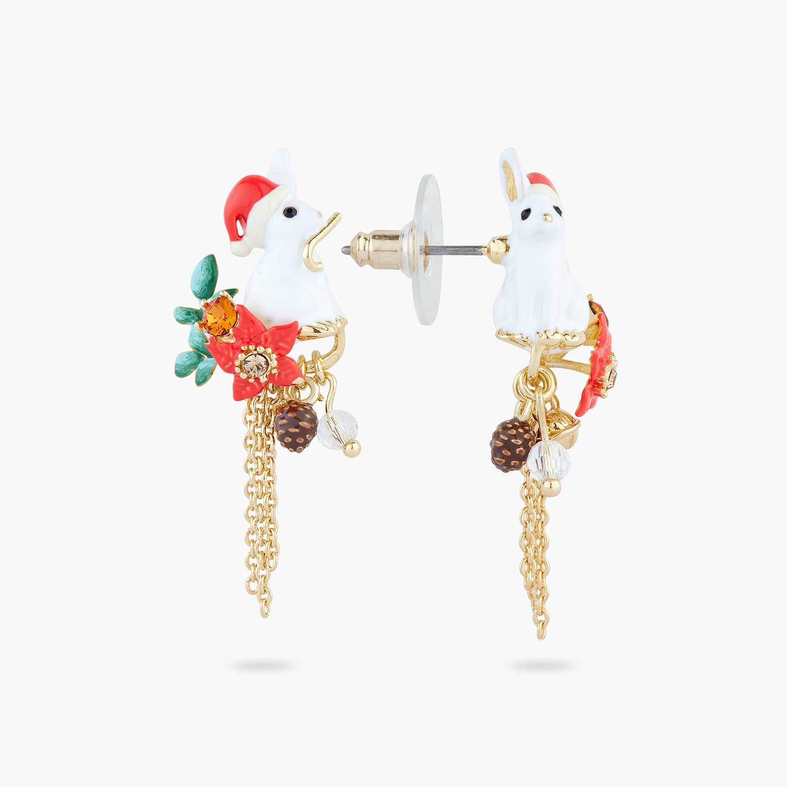 Enchanted Christmas rabbit post earrings