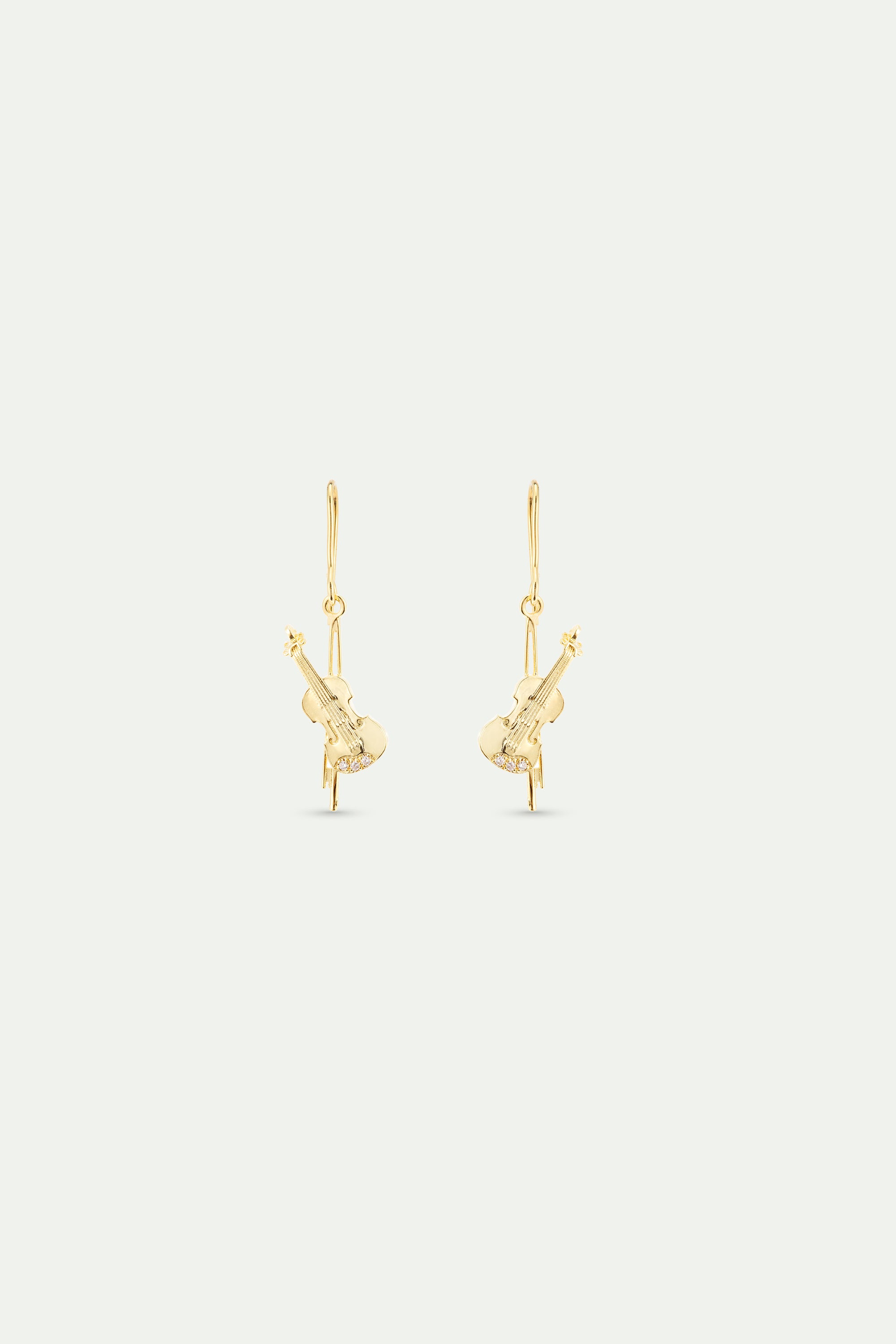 Gold cello hook earrings