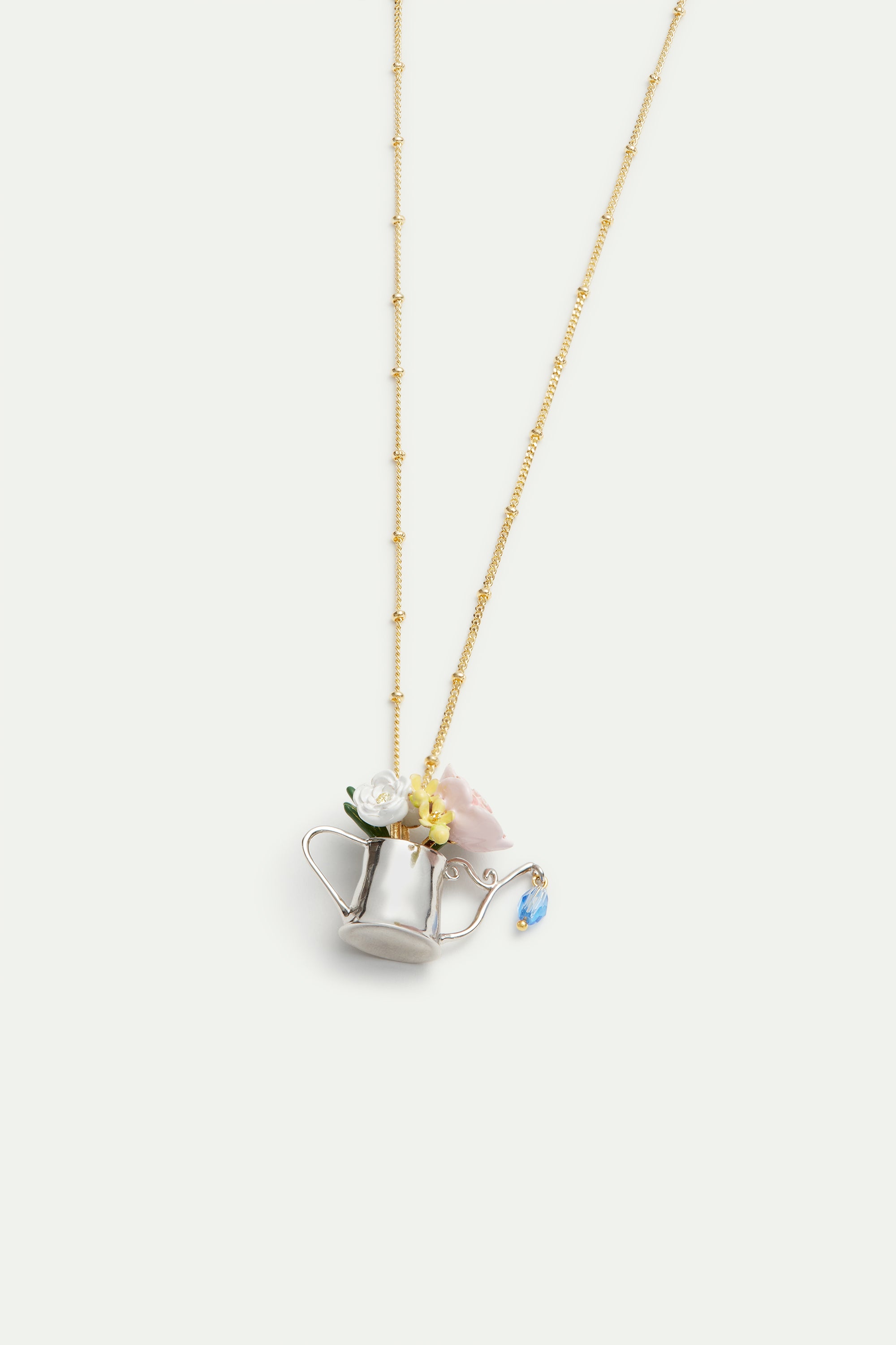 Watering can and flower fine necklace