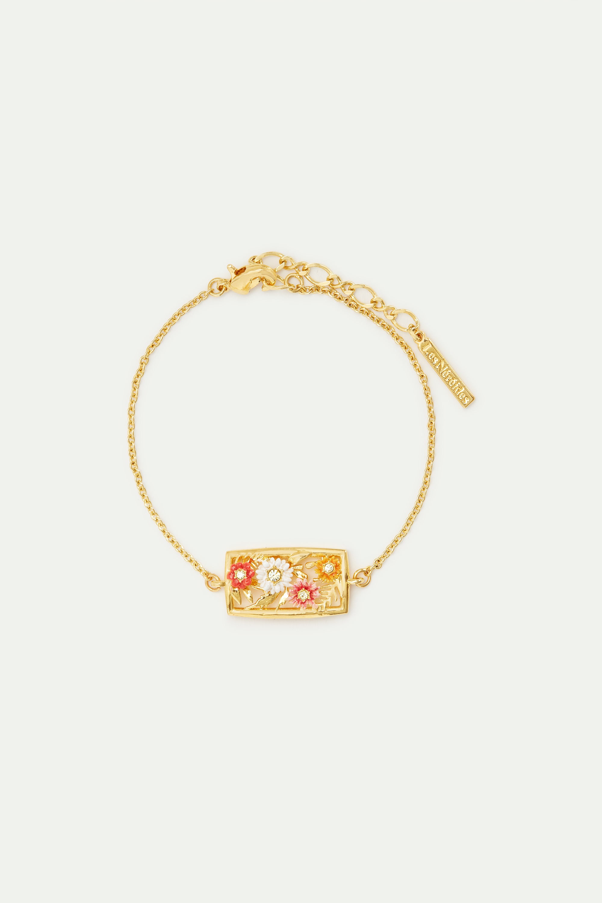 Fine openwork gold-plated bracelet with zinnias