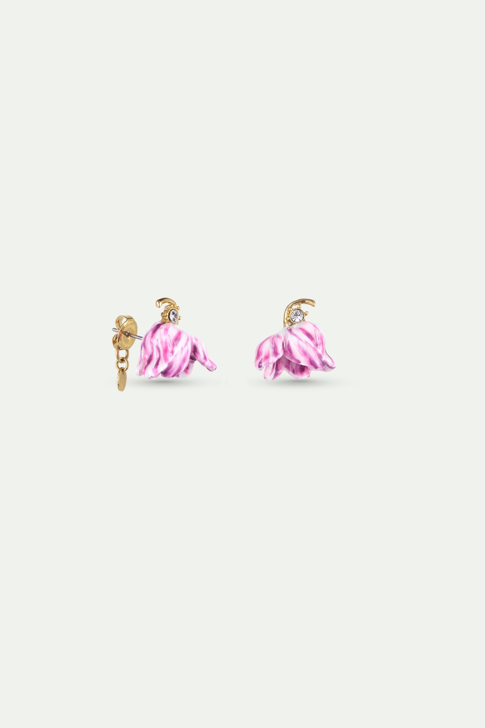 Purple tulip and crystal earrings