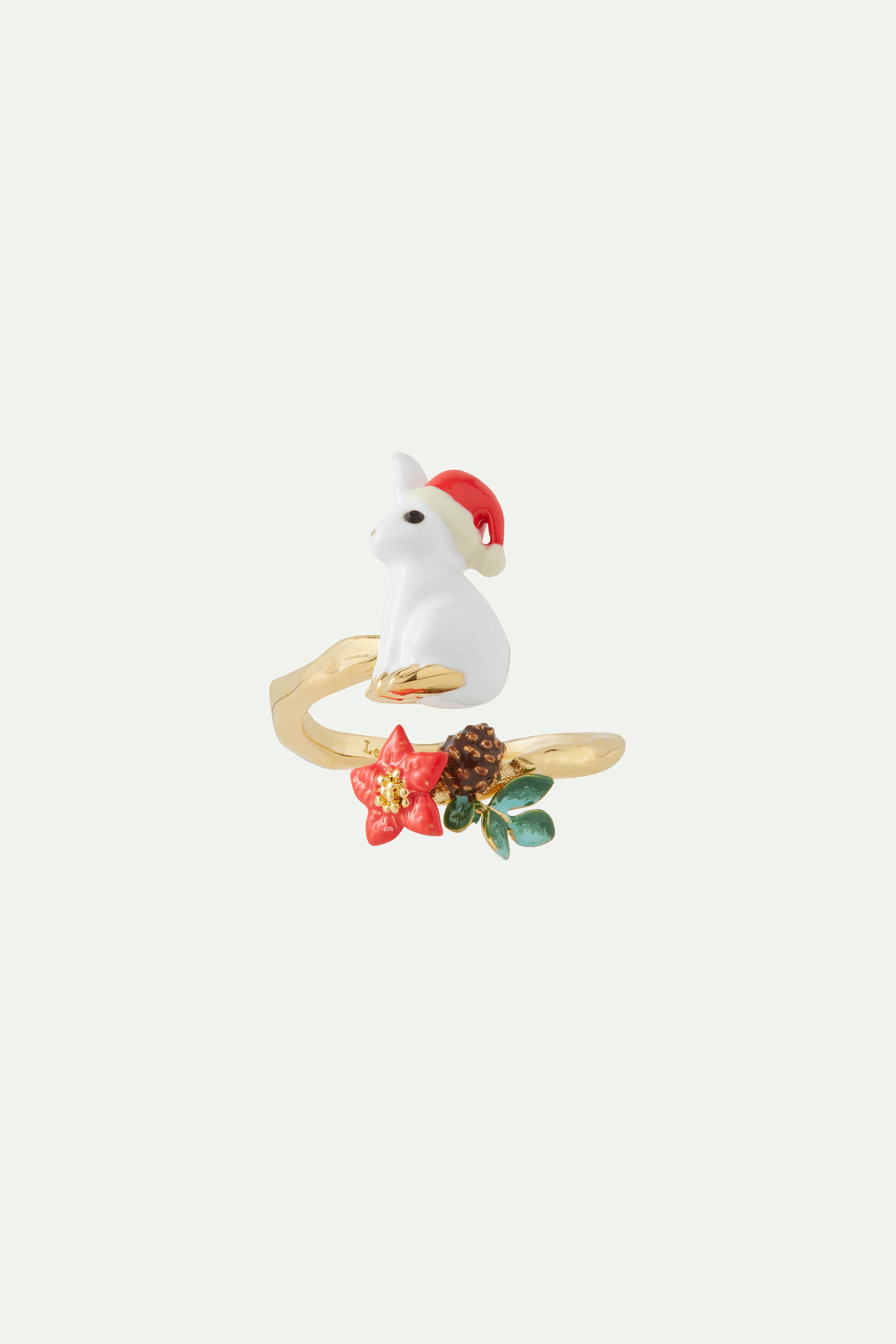 Enchanted christmas rabbit adjustable ring