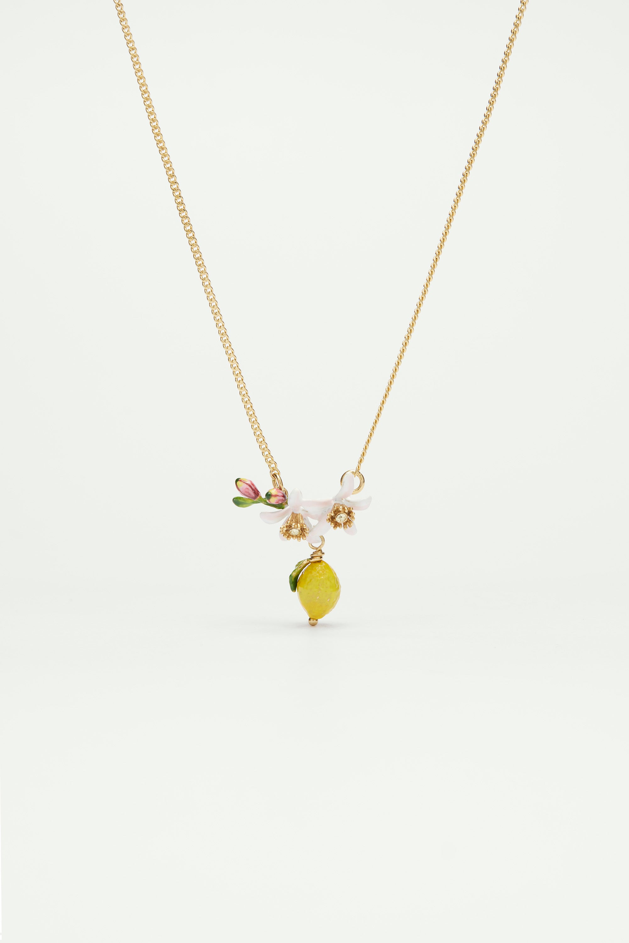 Lemon, flower bud and lemon blossom necklace