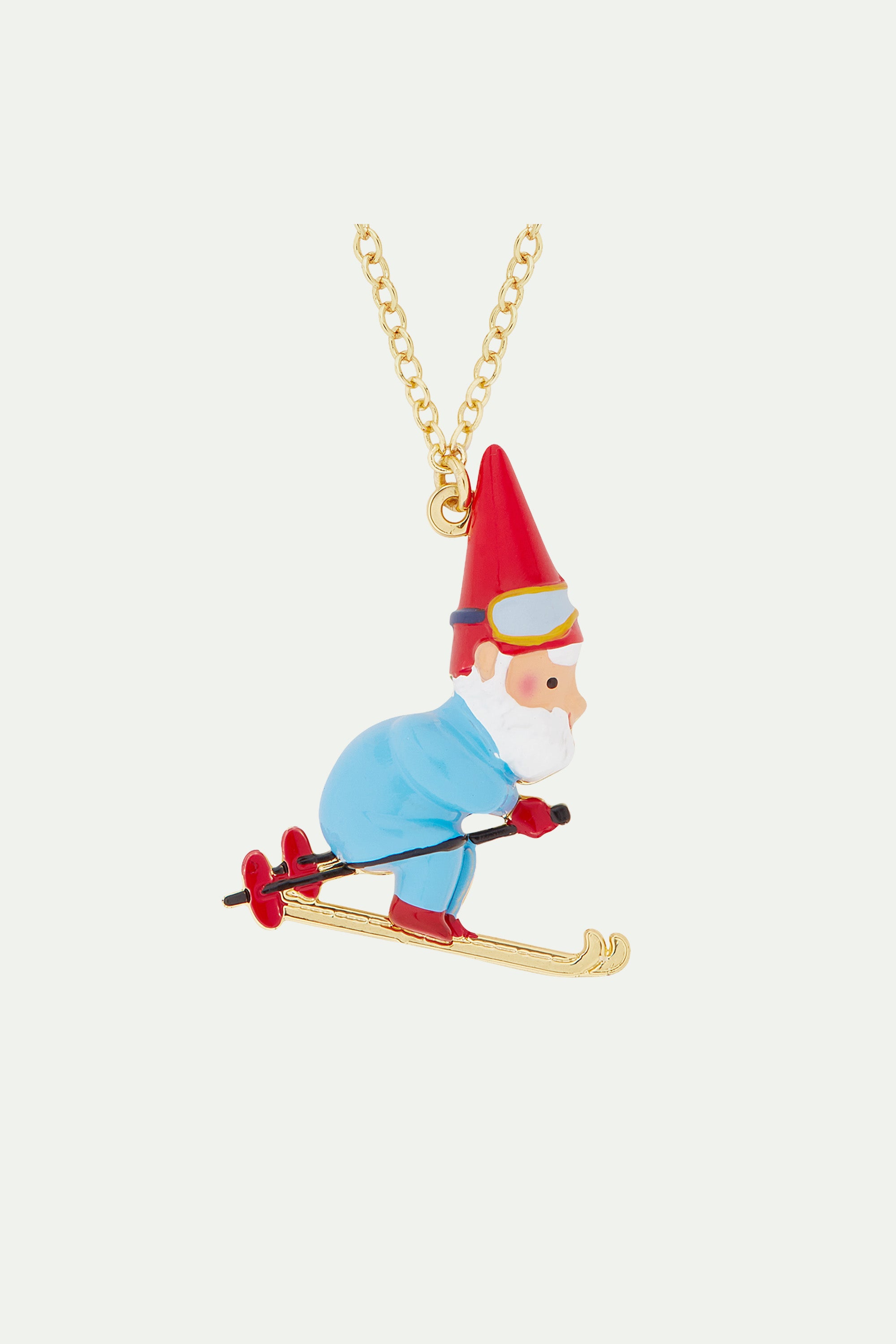 Garden gnomes and ski pendant necklace