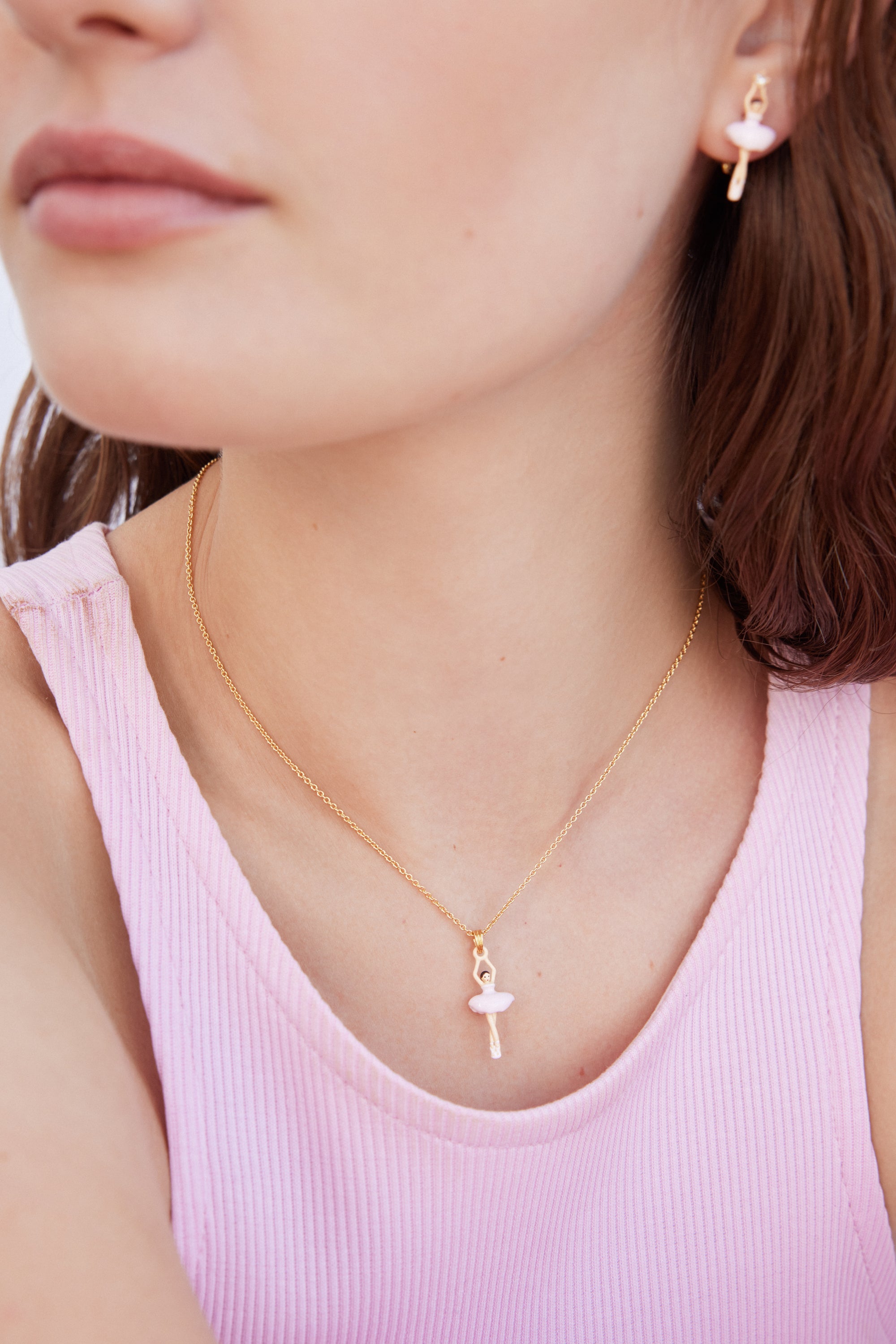 Light pink ballerina and cristal necklace