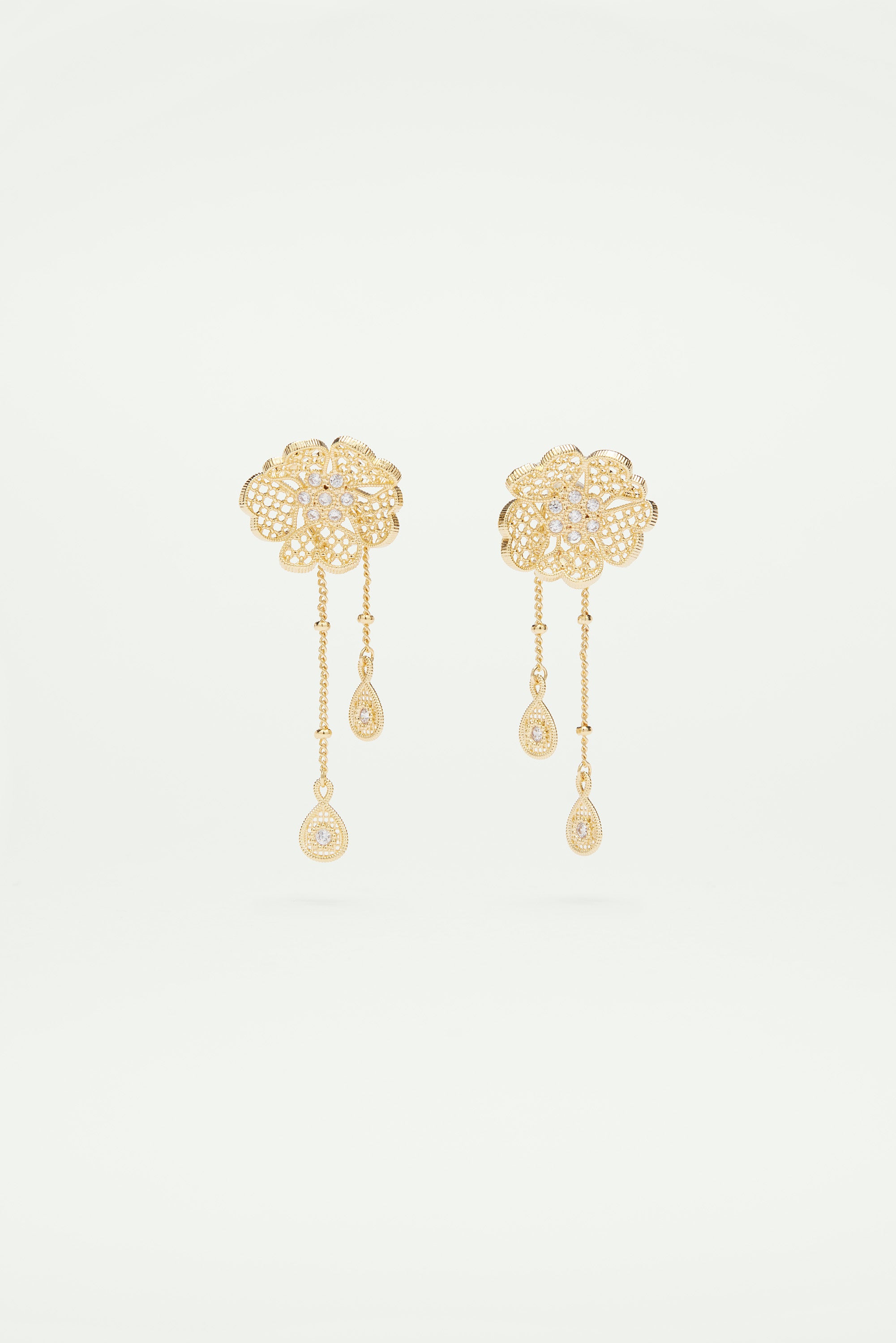 Gold thread two-in-one post earrings