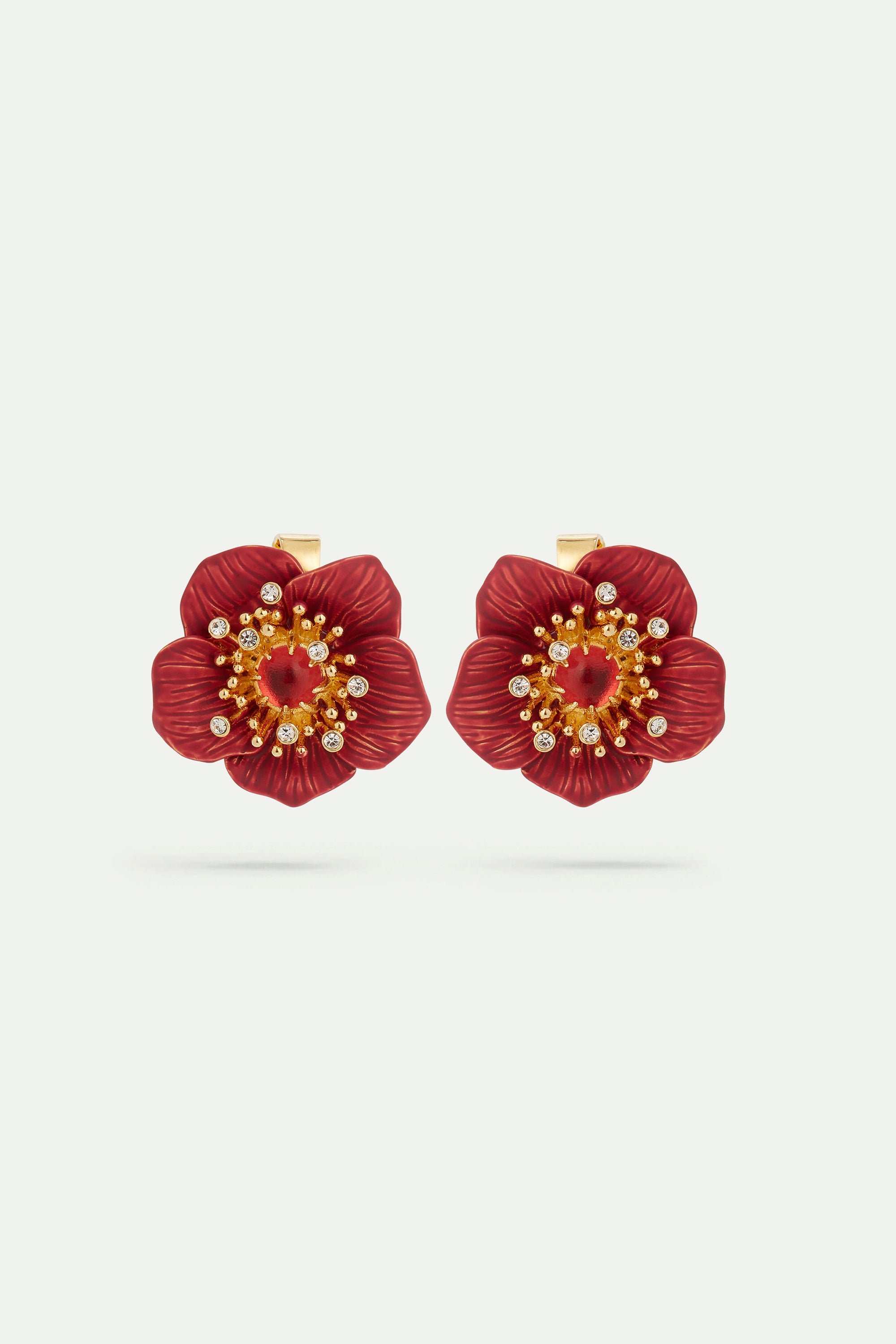 Red hellebore christmas flower earrings