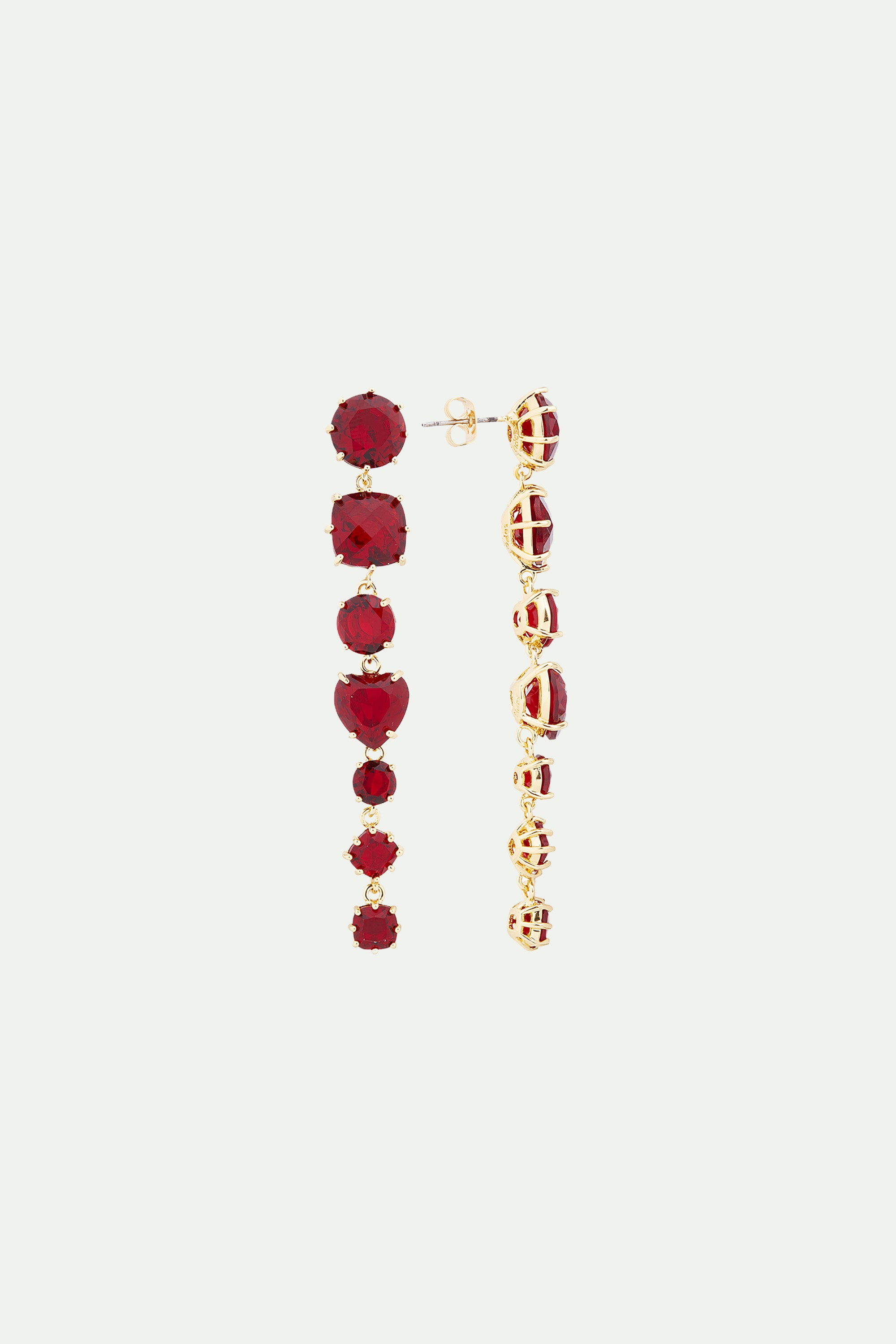 Garnet red diamantine 7 stone post earrings