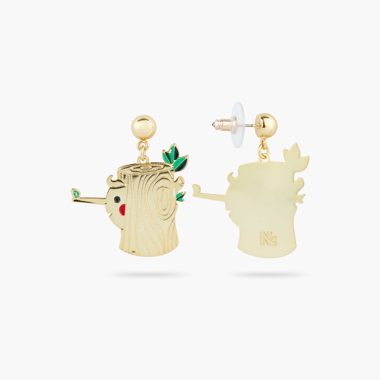 Log And Pinocchio post earrings