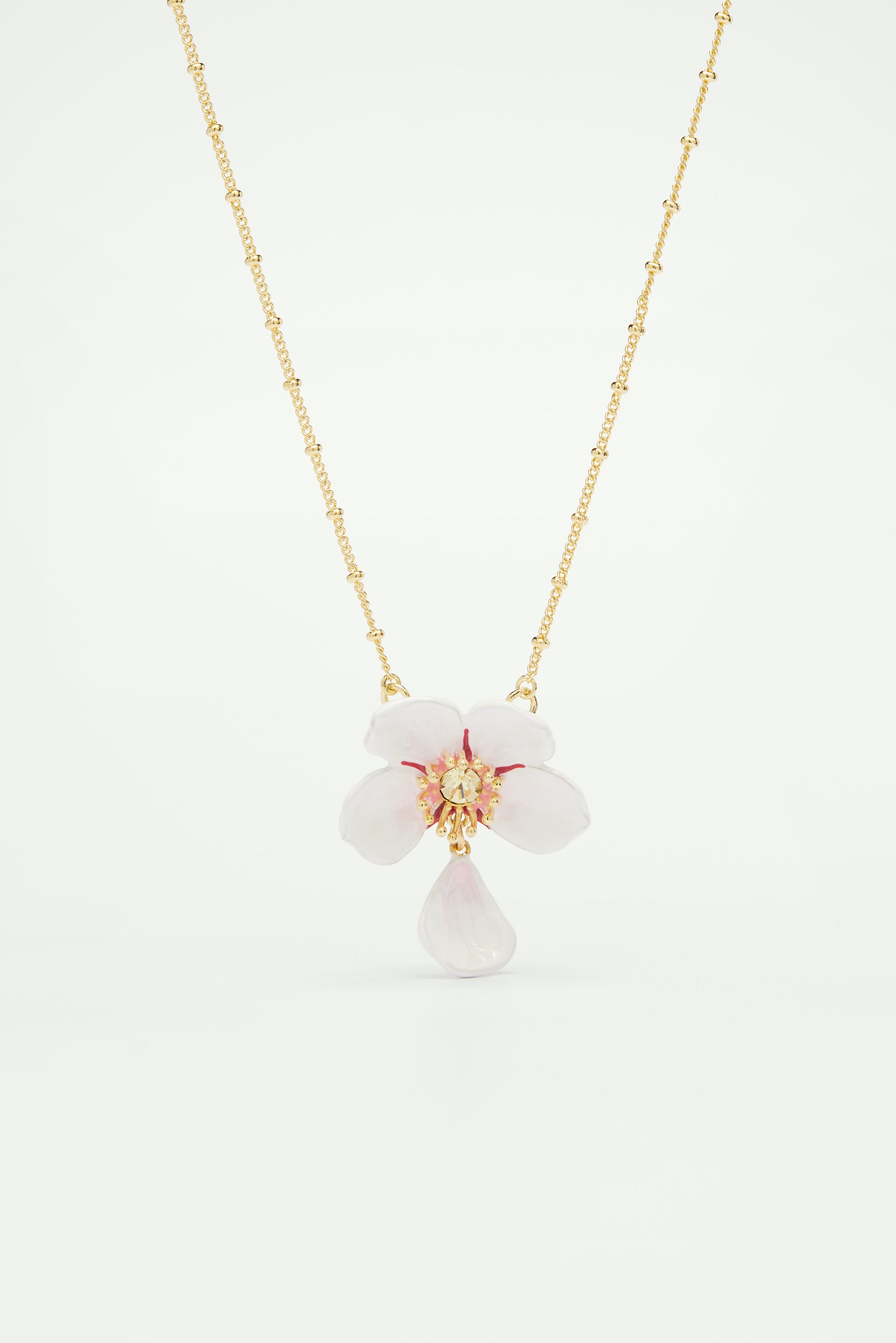 Japanese white cherry blossom pendant necklace