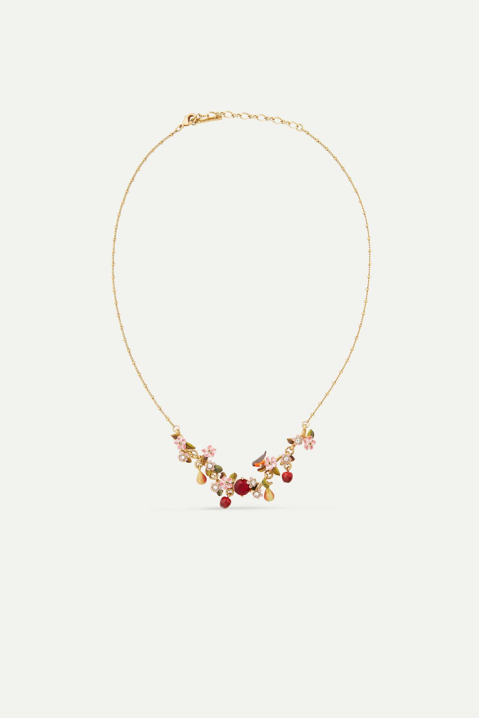 Apple, robin and apple blossom statement necklace