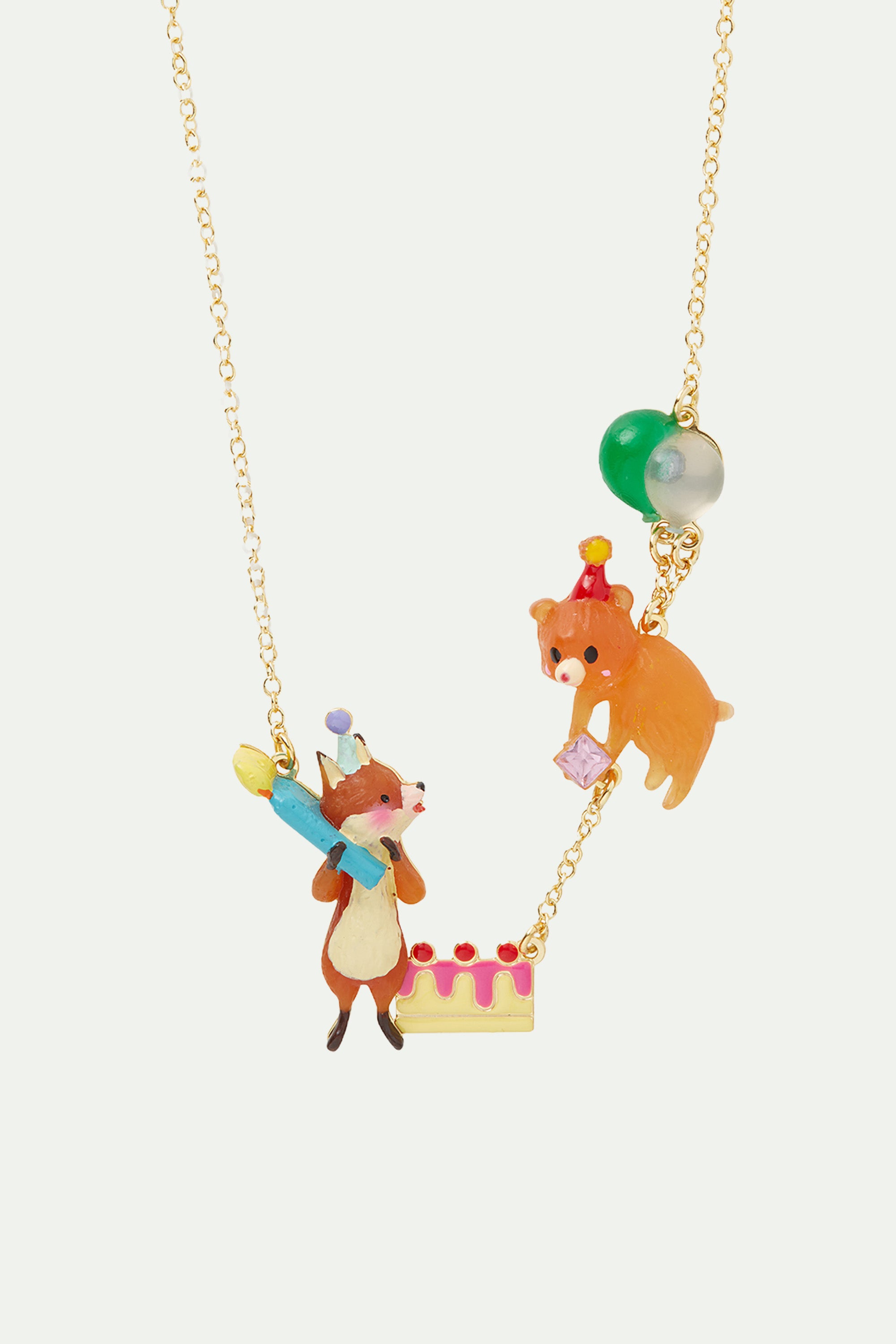 Fox and Cuddly bear Statement necklace