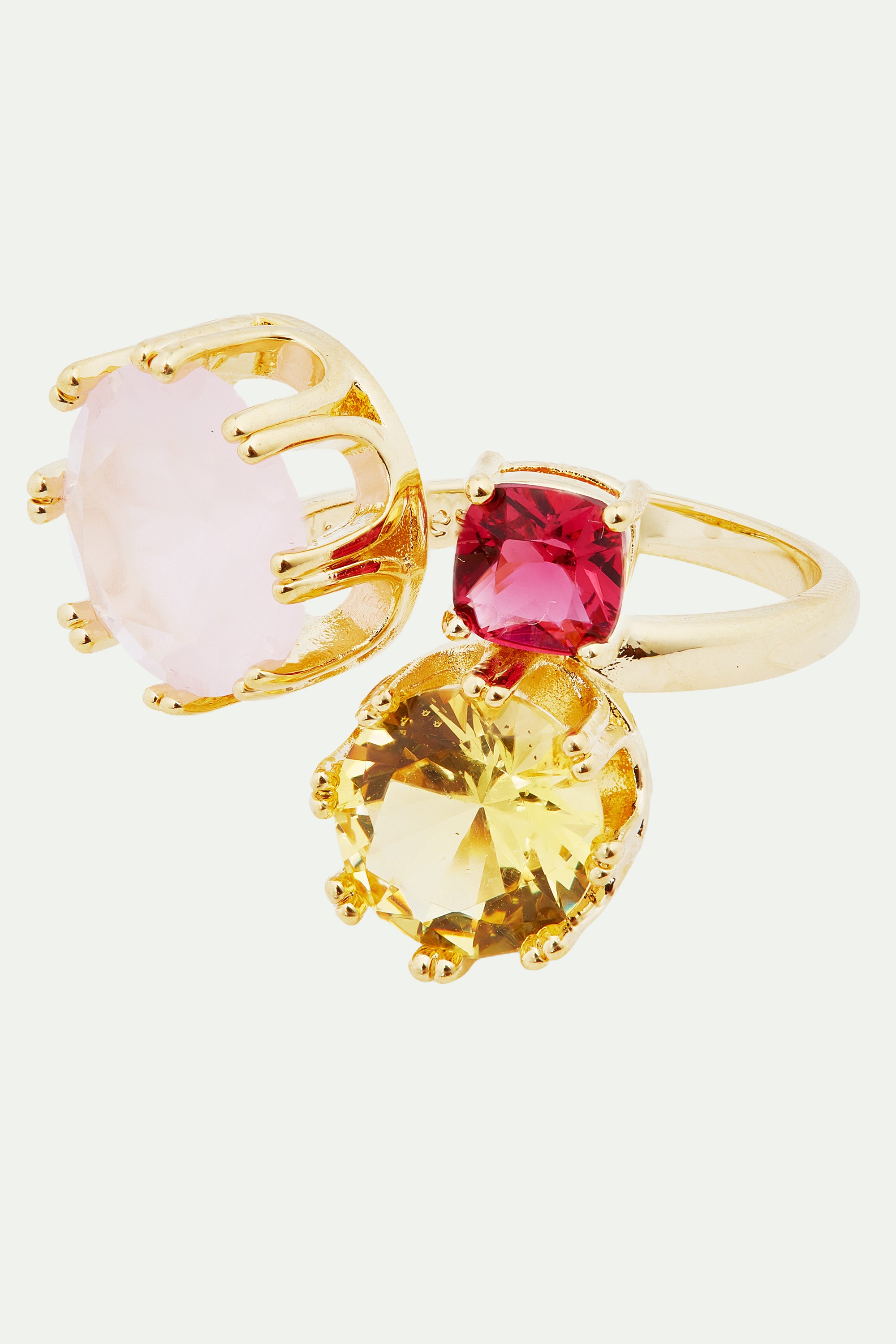 Pink and yellow stones you and me ajustable ring