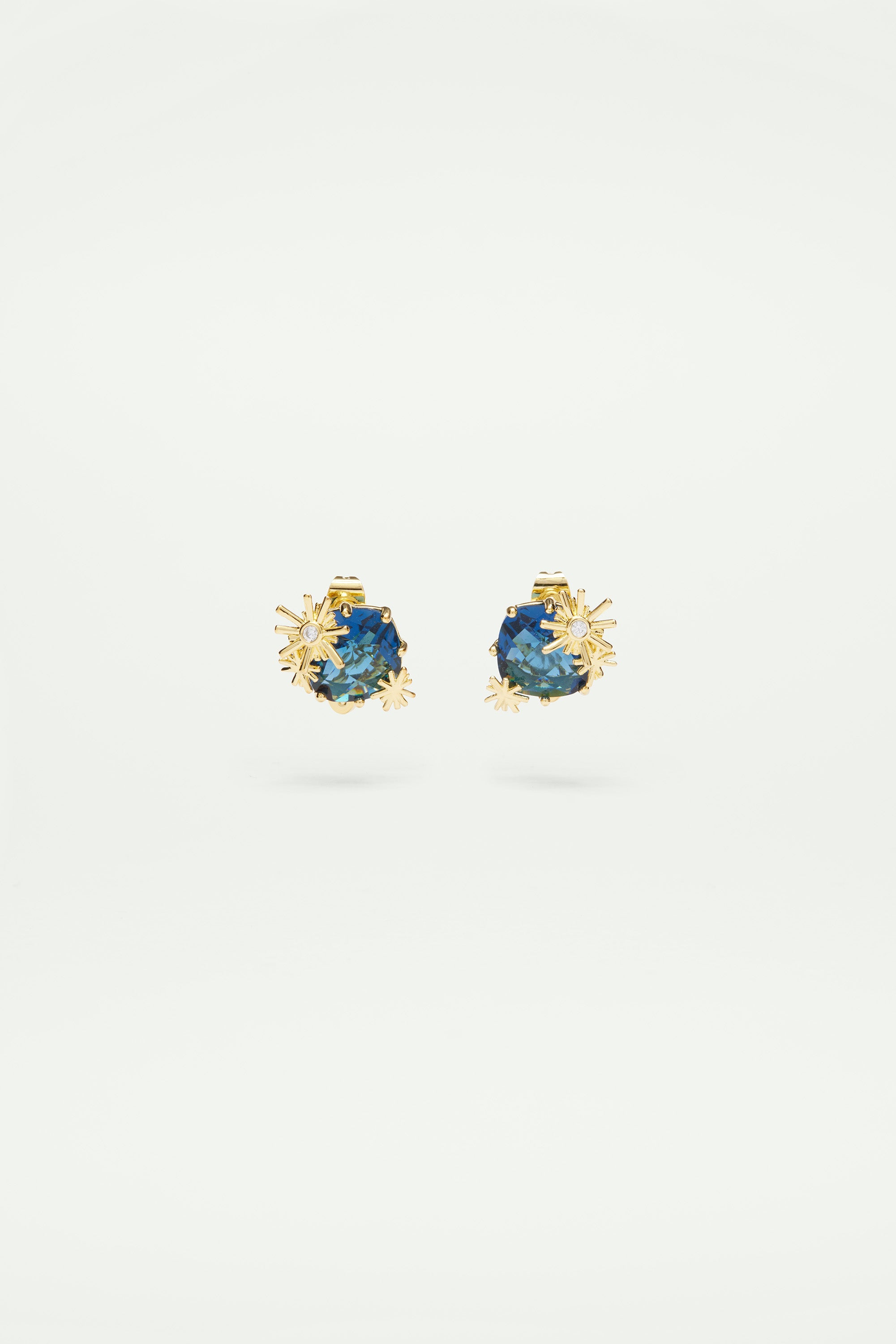 Gold stars and square stone earrings