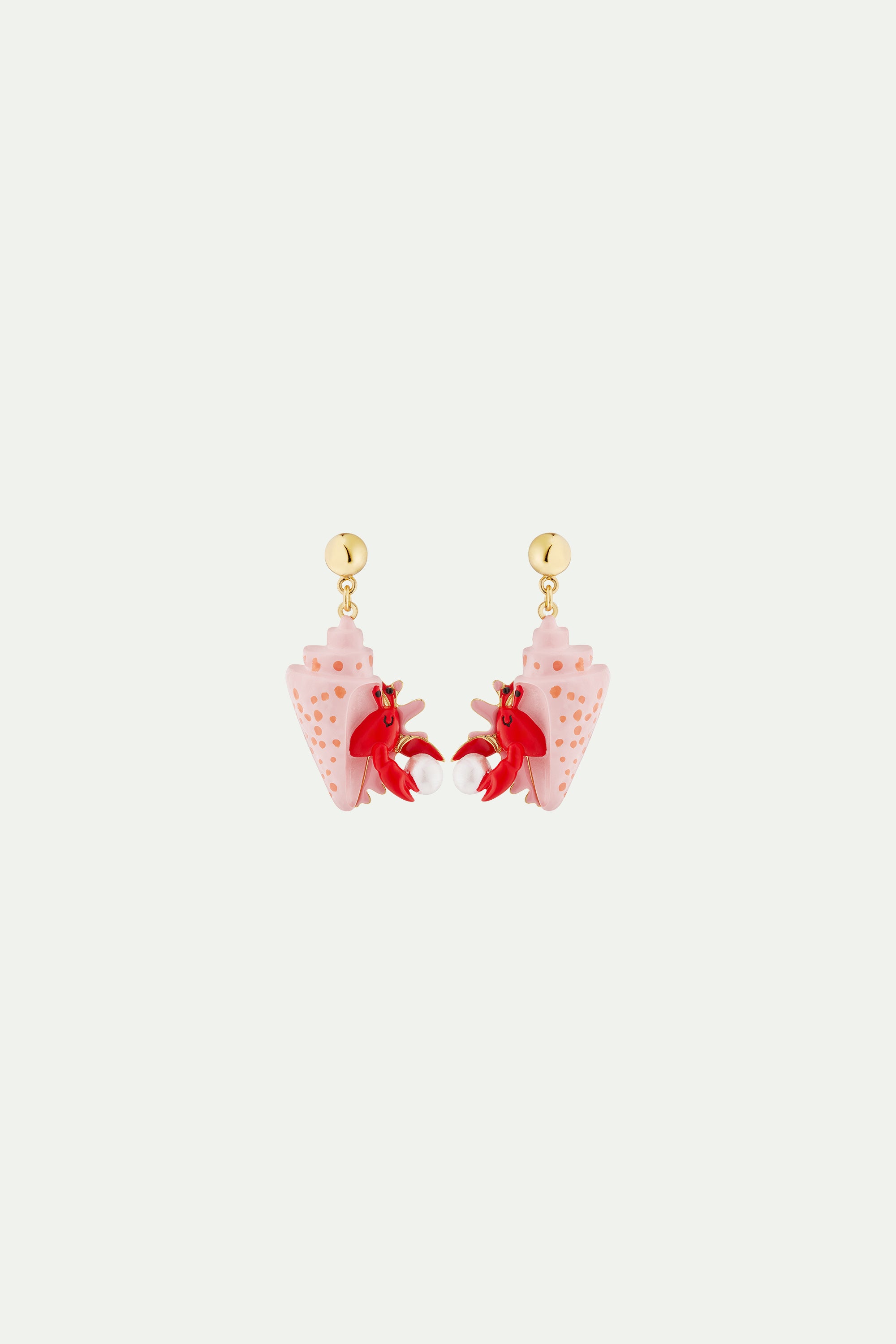 Hermit crab and pearl earrings