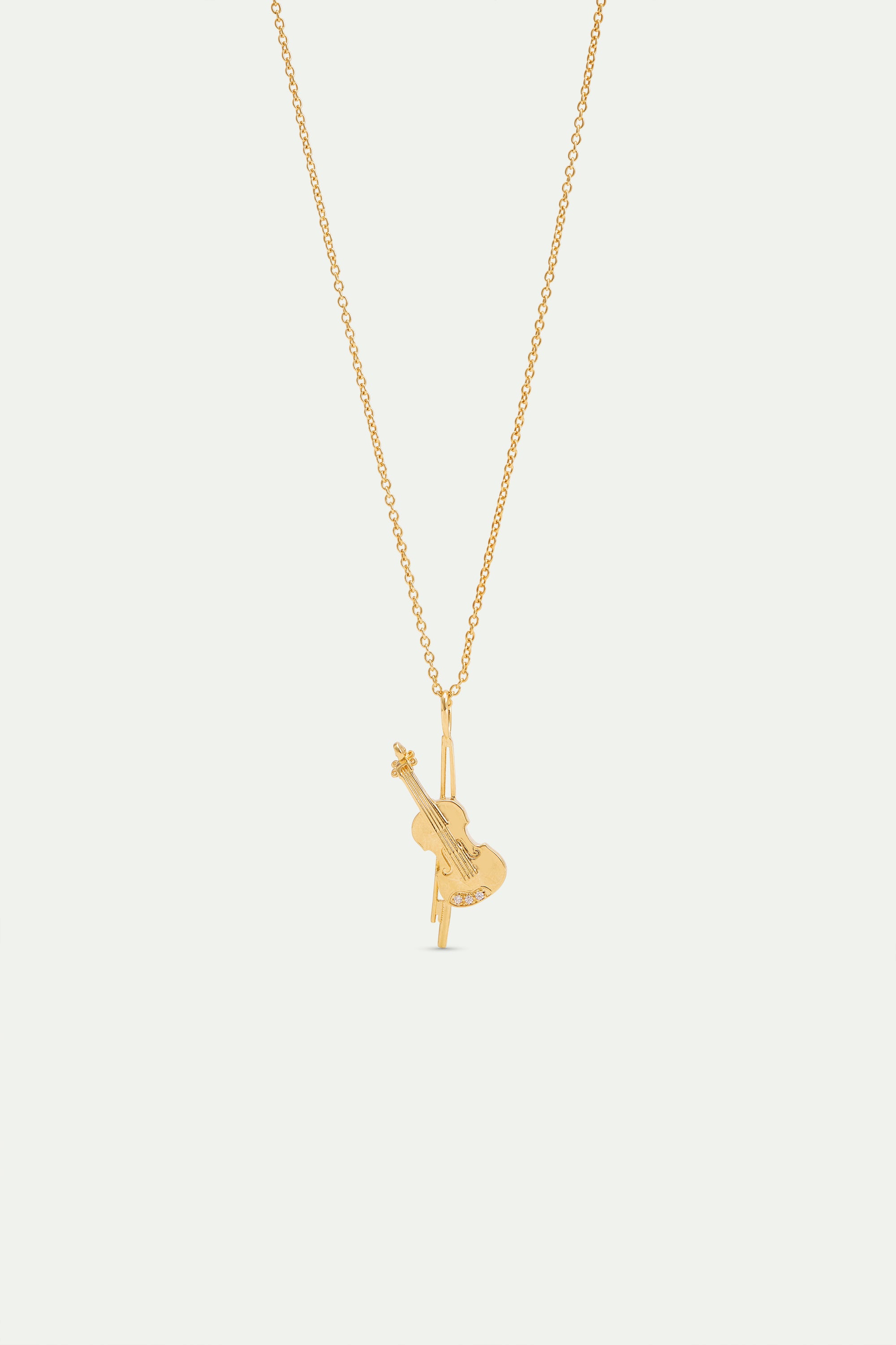 Gold cello pendant necklace