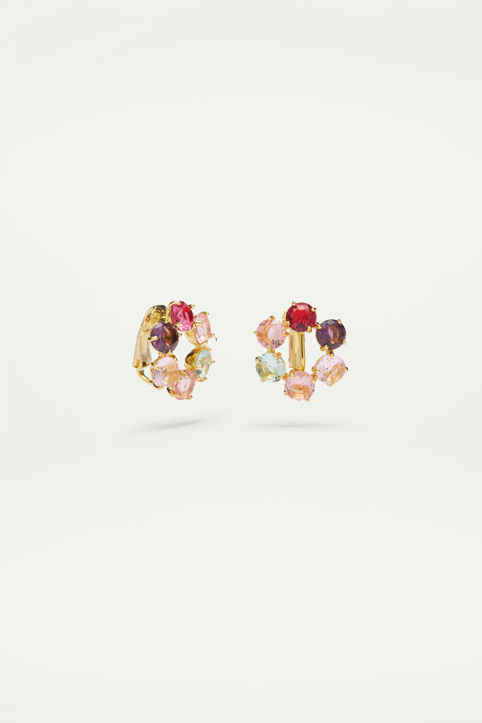 6 stones La Diamantine Multicoloured small Clip on Hoop earrings