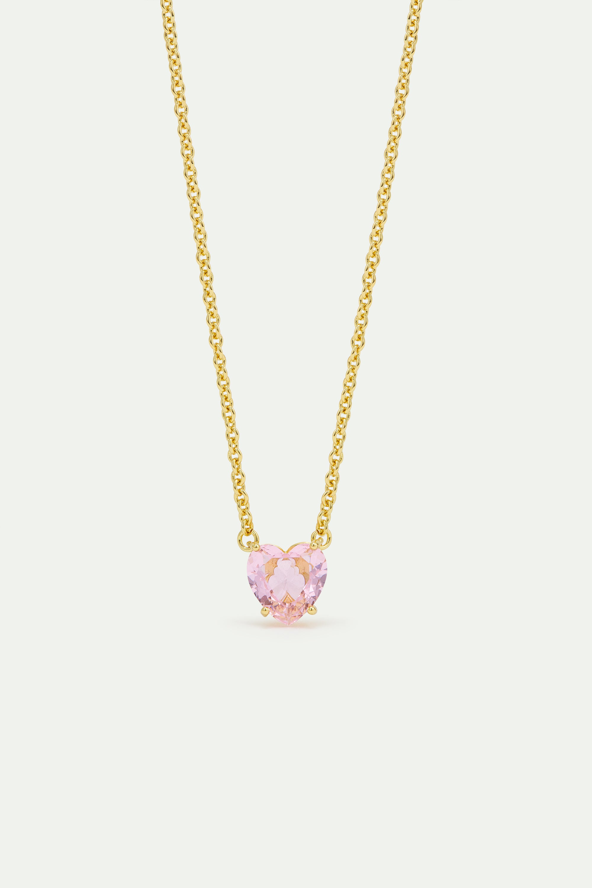 Light Pink Diamantine fine necklace with heart-shaped stone