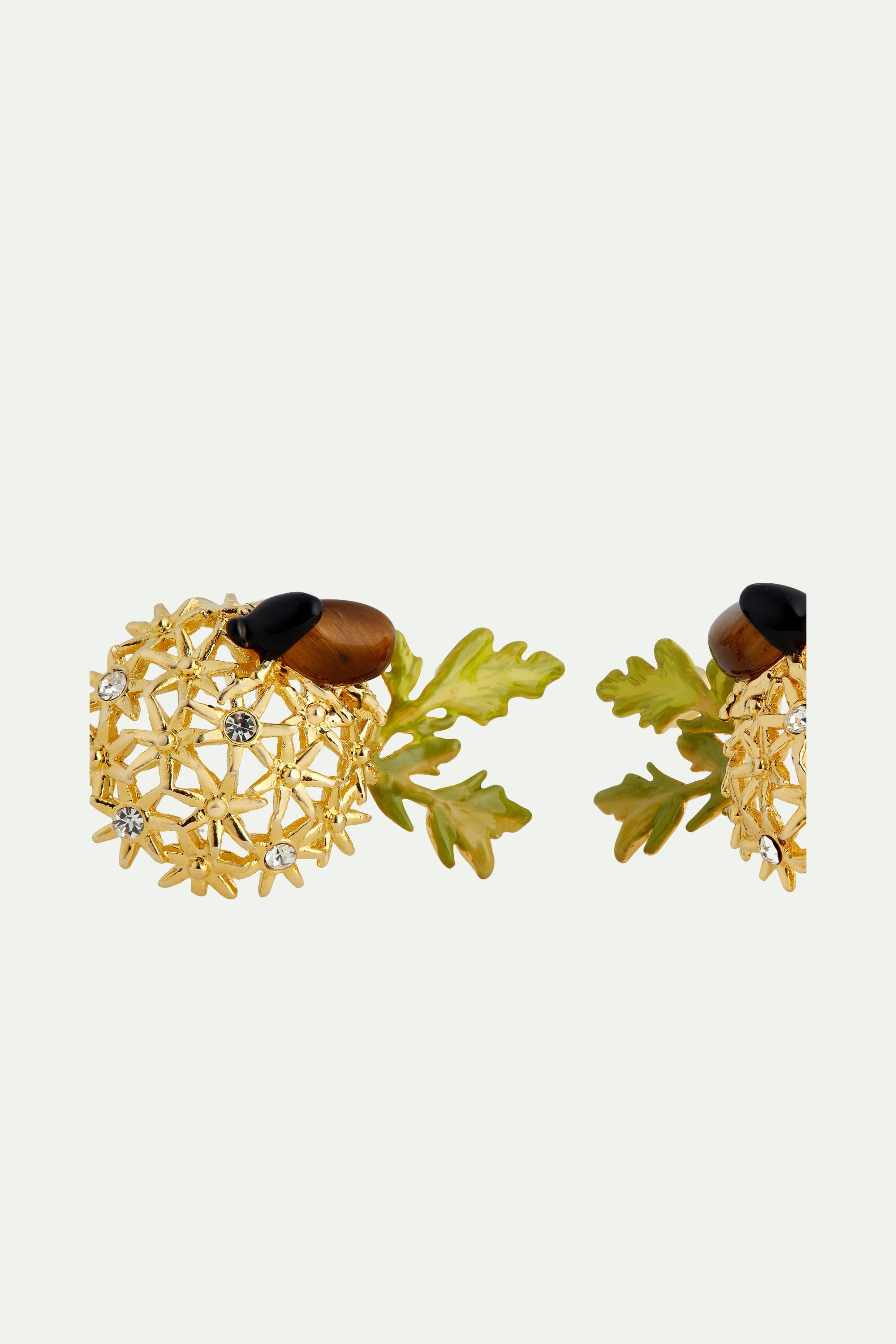 Golden flower bouquet and scarab beetle earrings