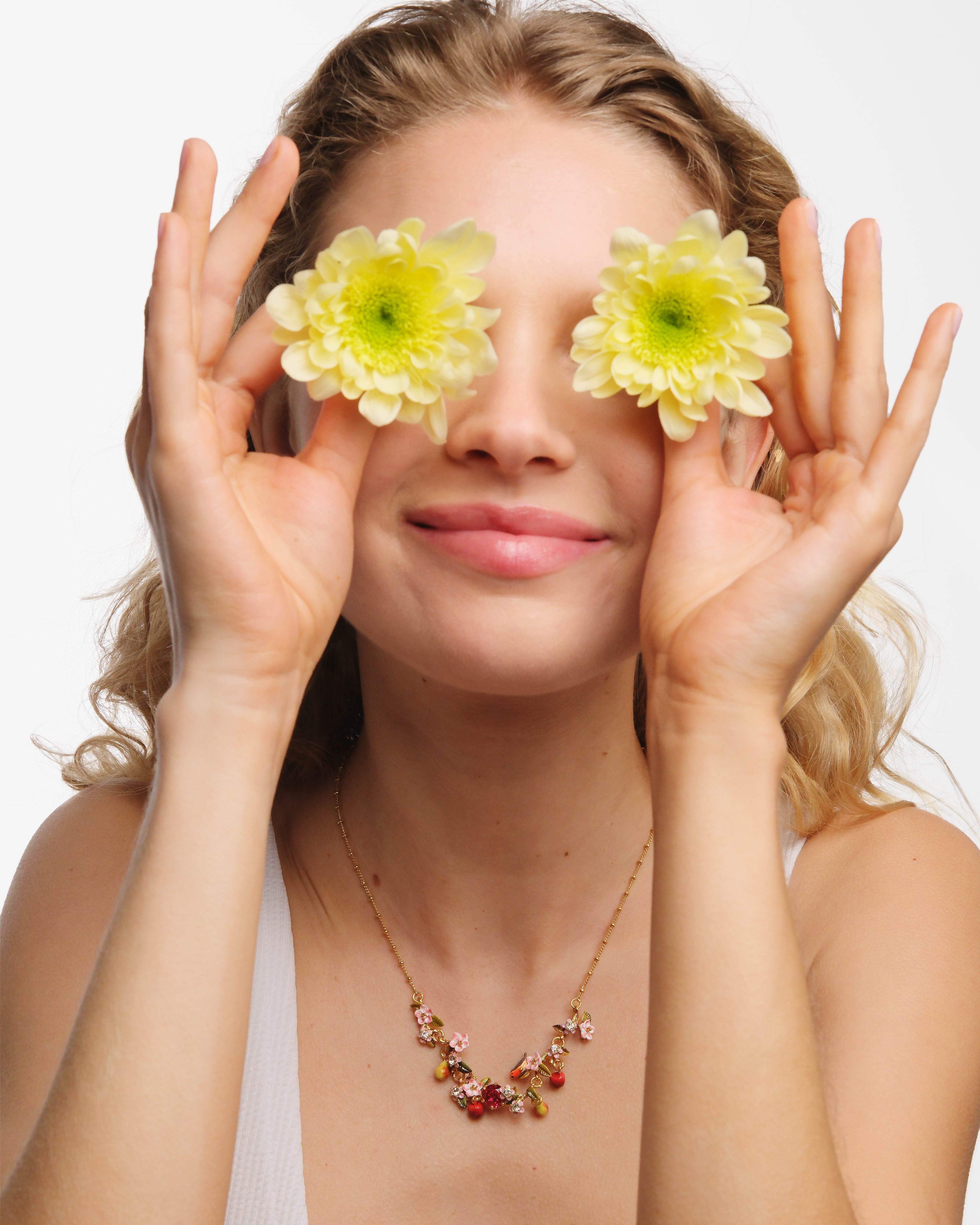 Apple, robin and apple blossom statement necklace