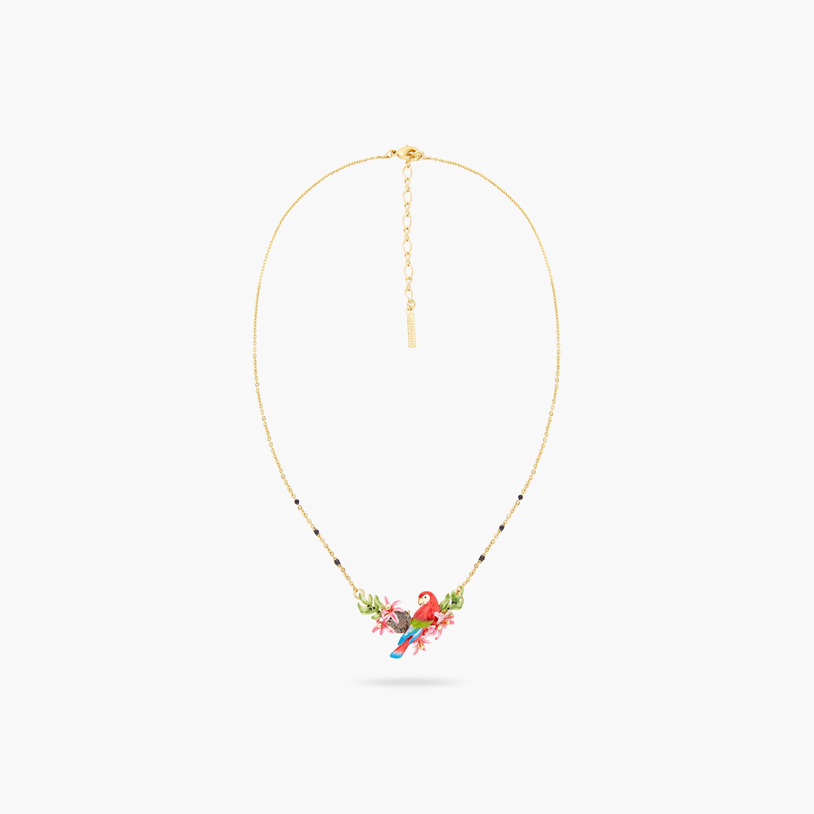 Parrot and exotic flower statement necklace