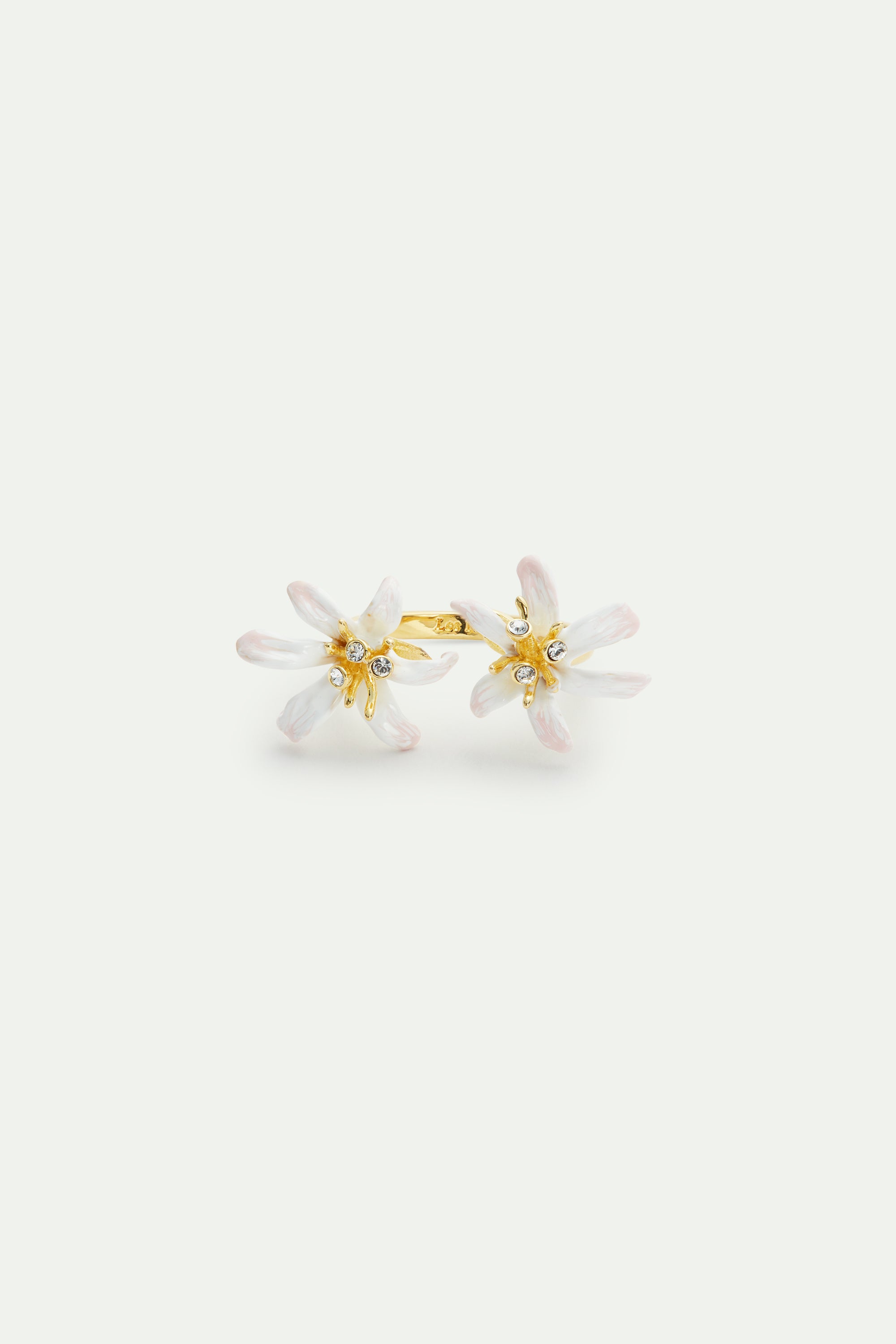 White lily flower adjustable gold-plated ring