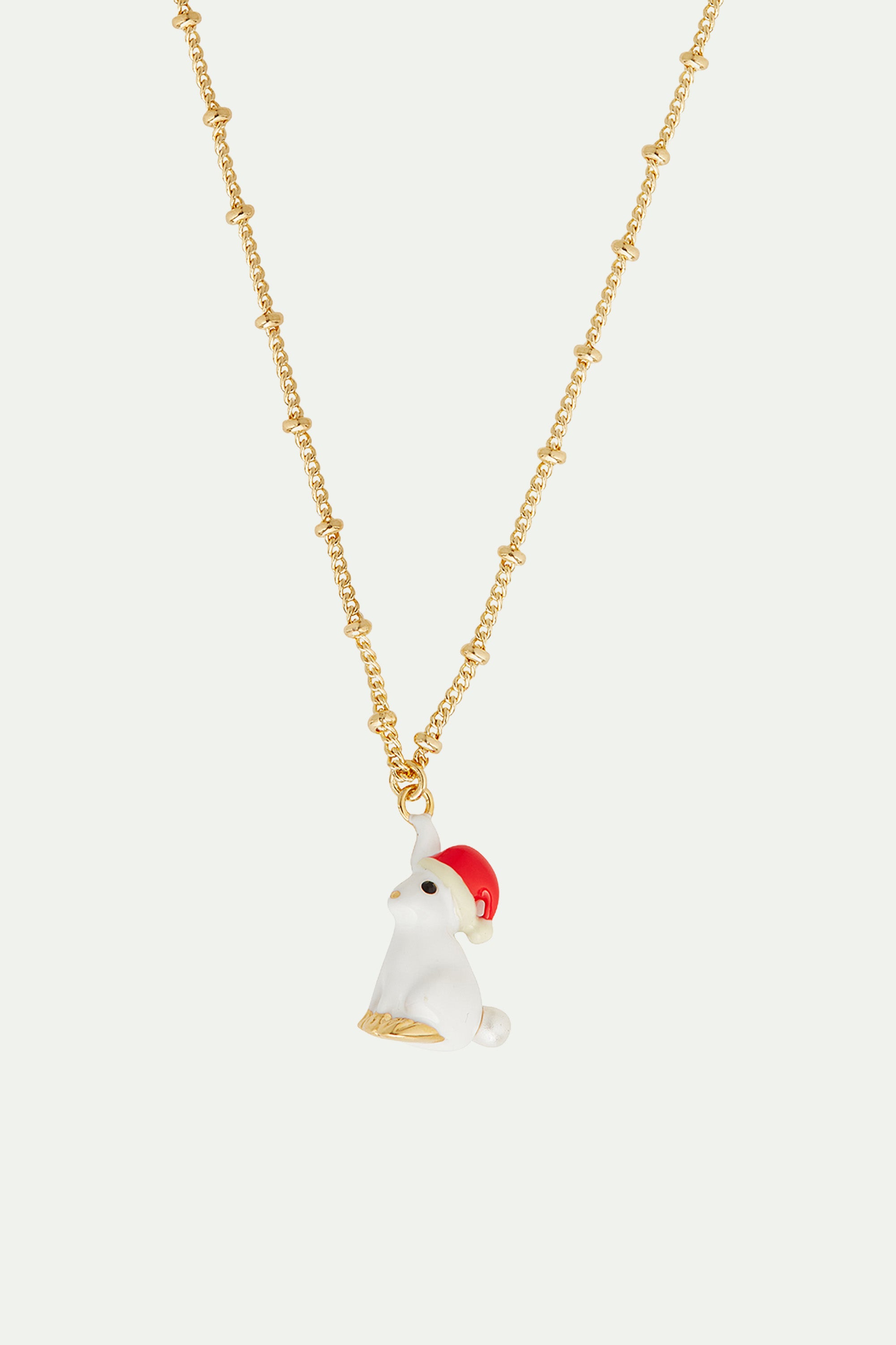 Rabbit and santa hat pendant necklace