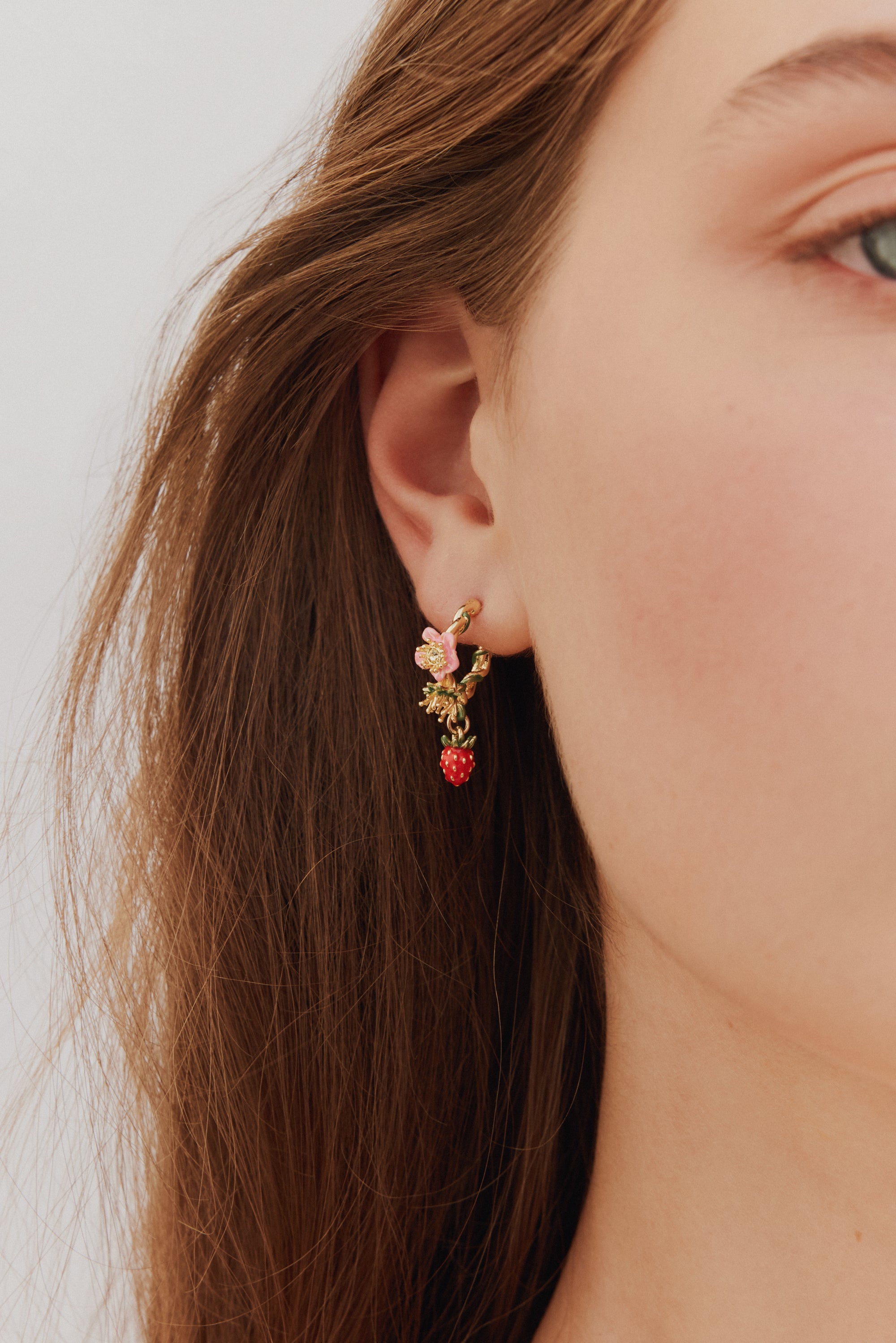 Wild strawberry post hoop earrings
