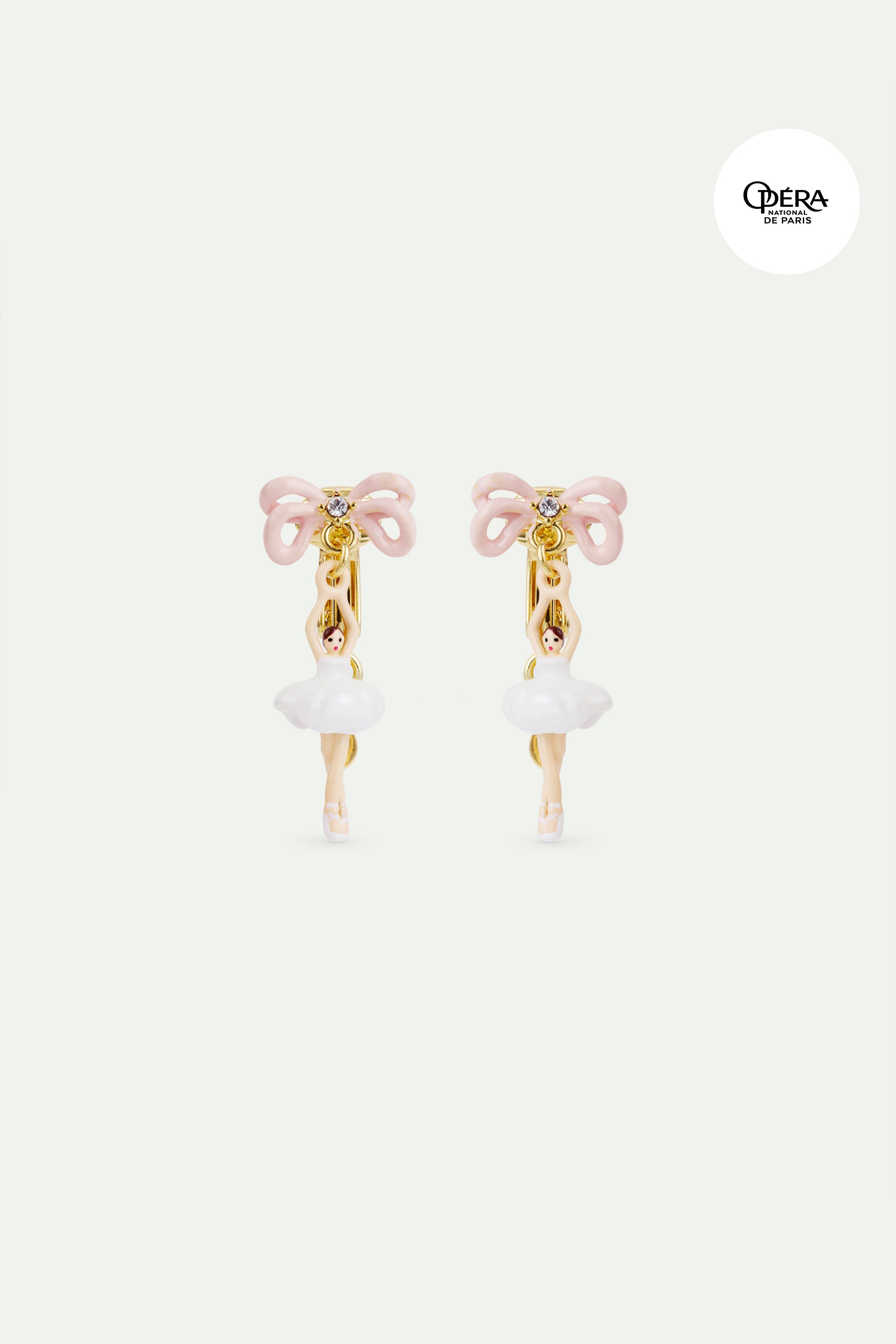 White tutu and pink bow mini ballerina earrings