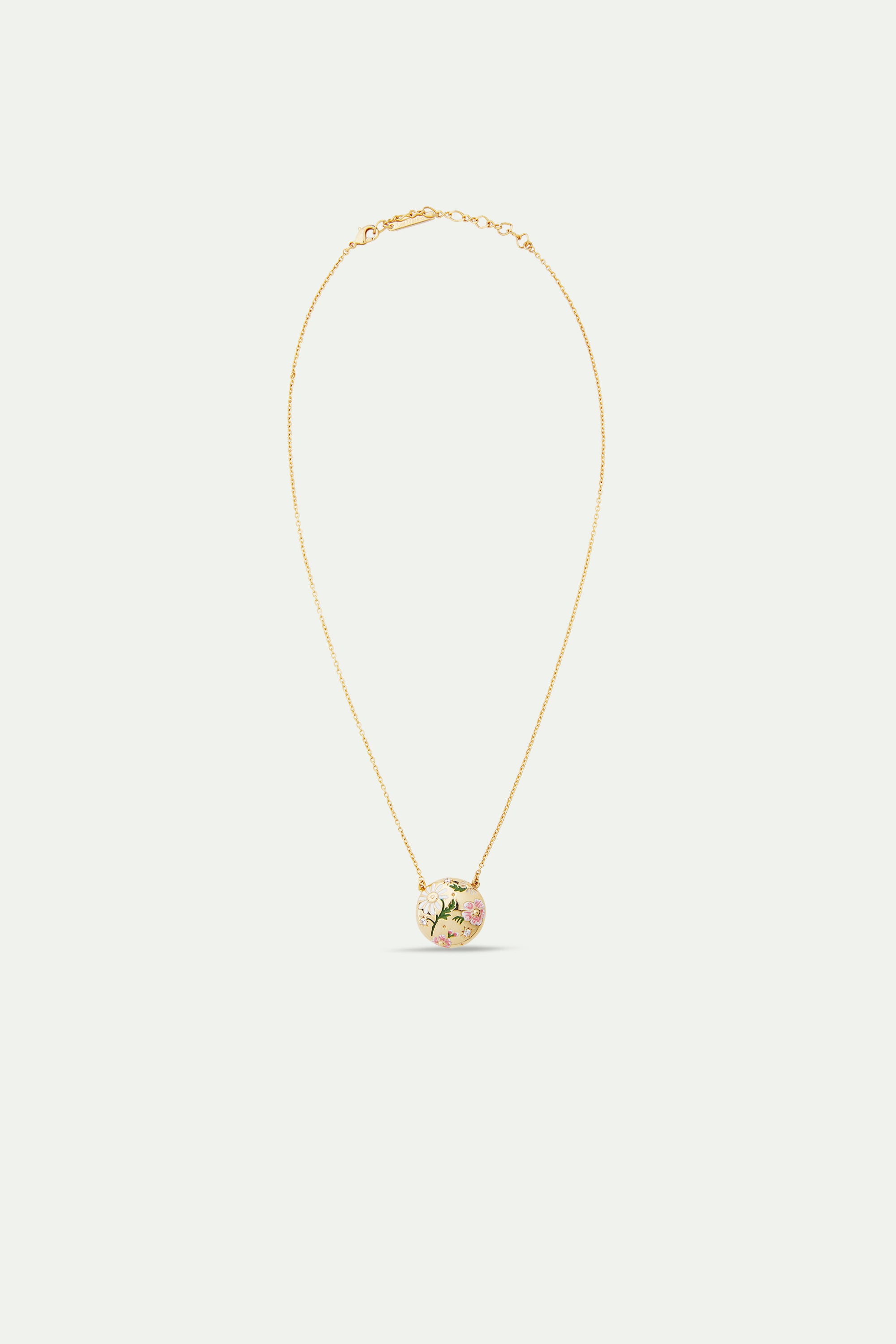 Daisy and pansy flower pendant necklace