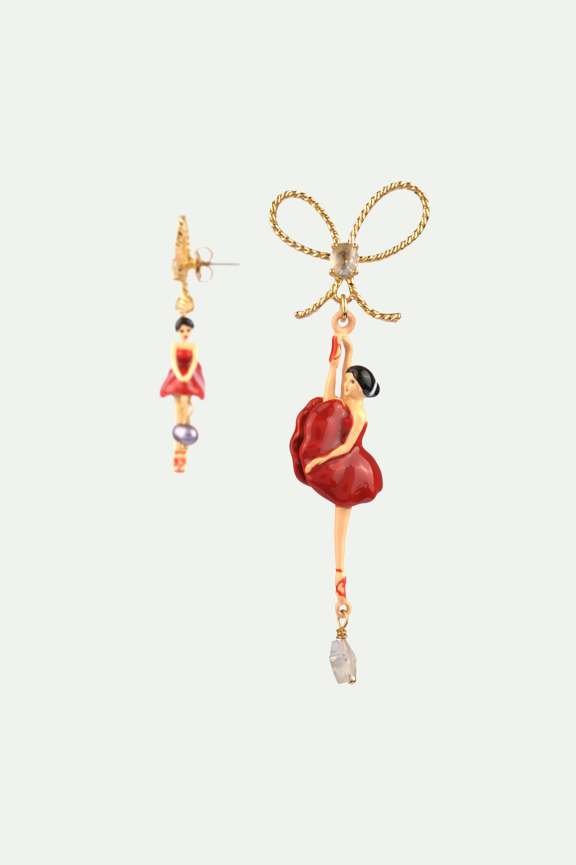 Red toe-dancing ballerinas earrings