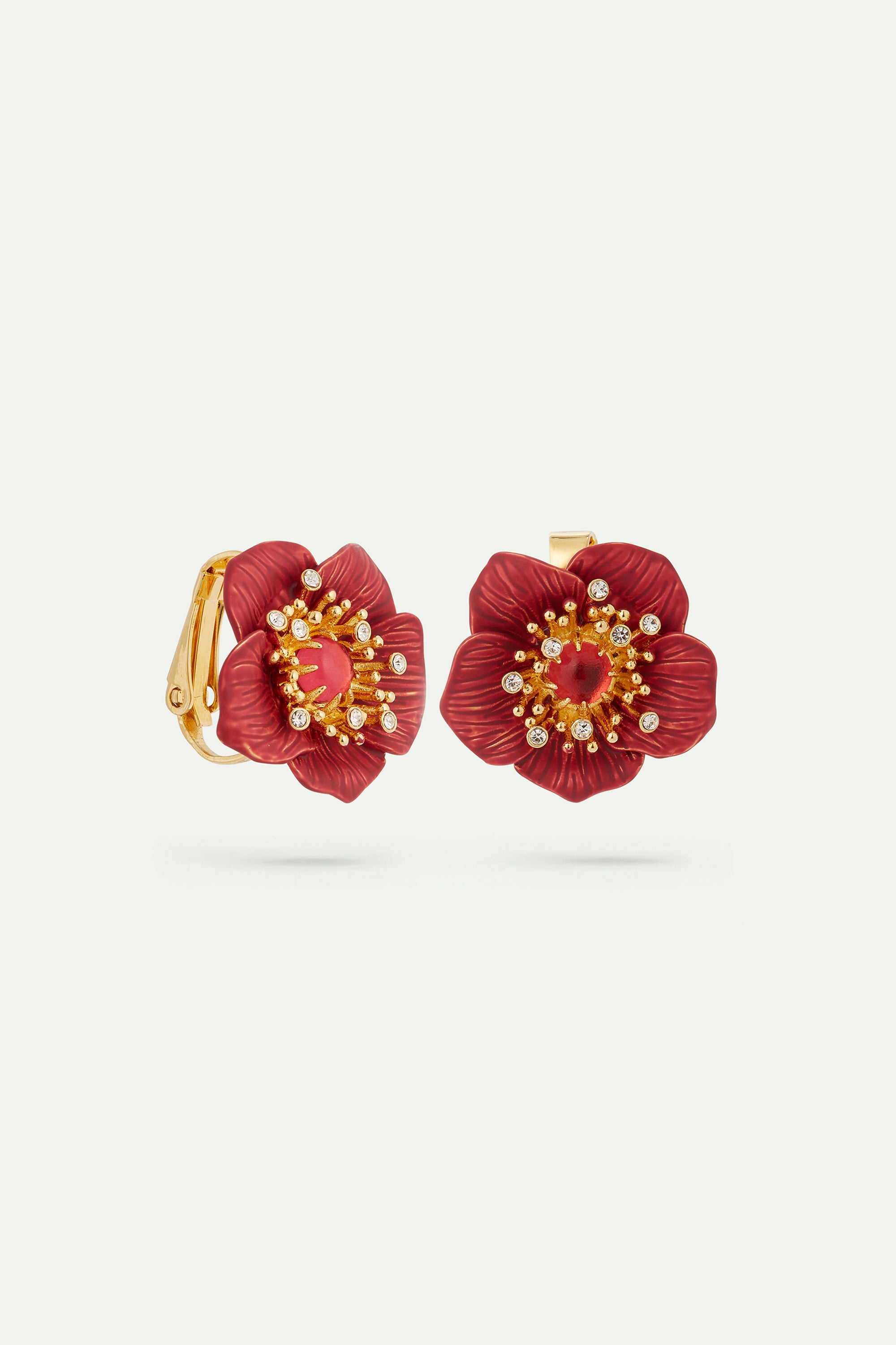 Red hellebore christmas flower earrings