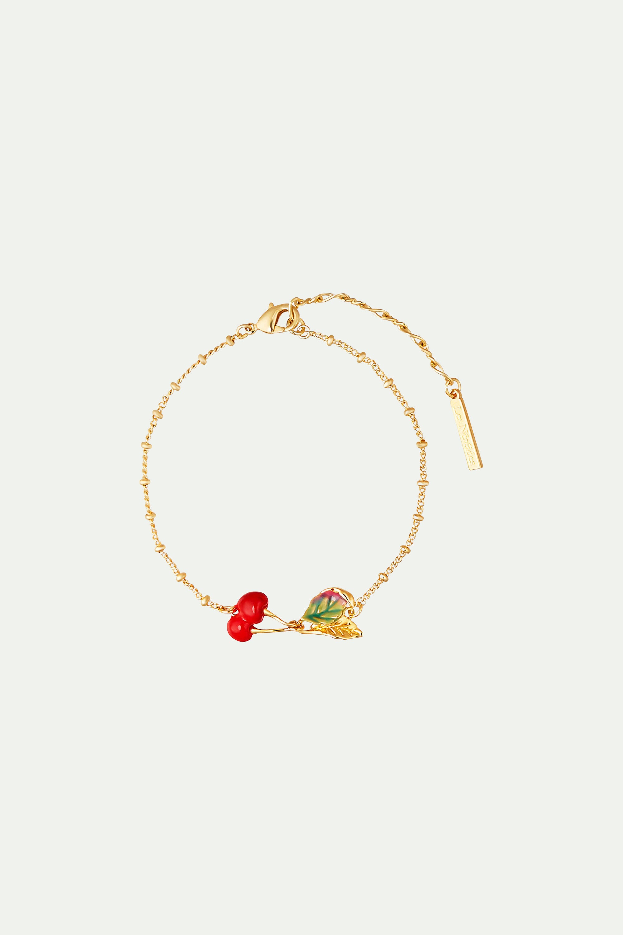 Cherries and Leave Thin Bracelet