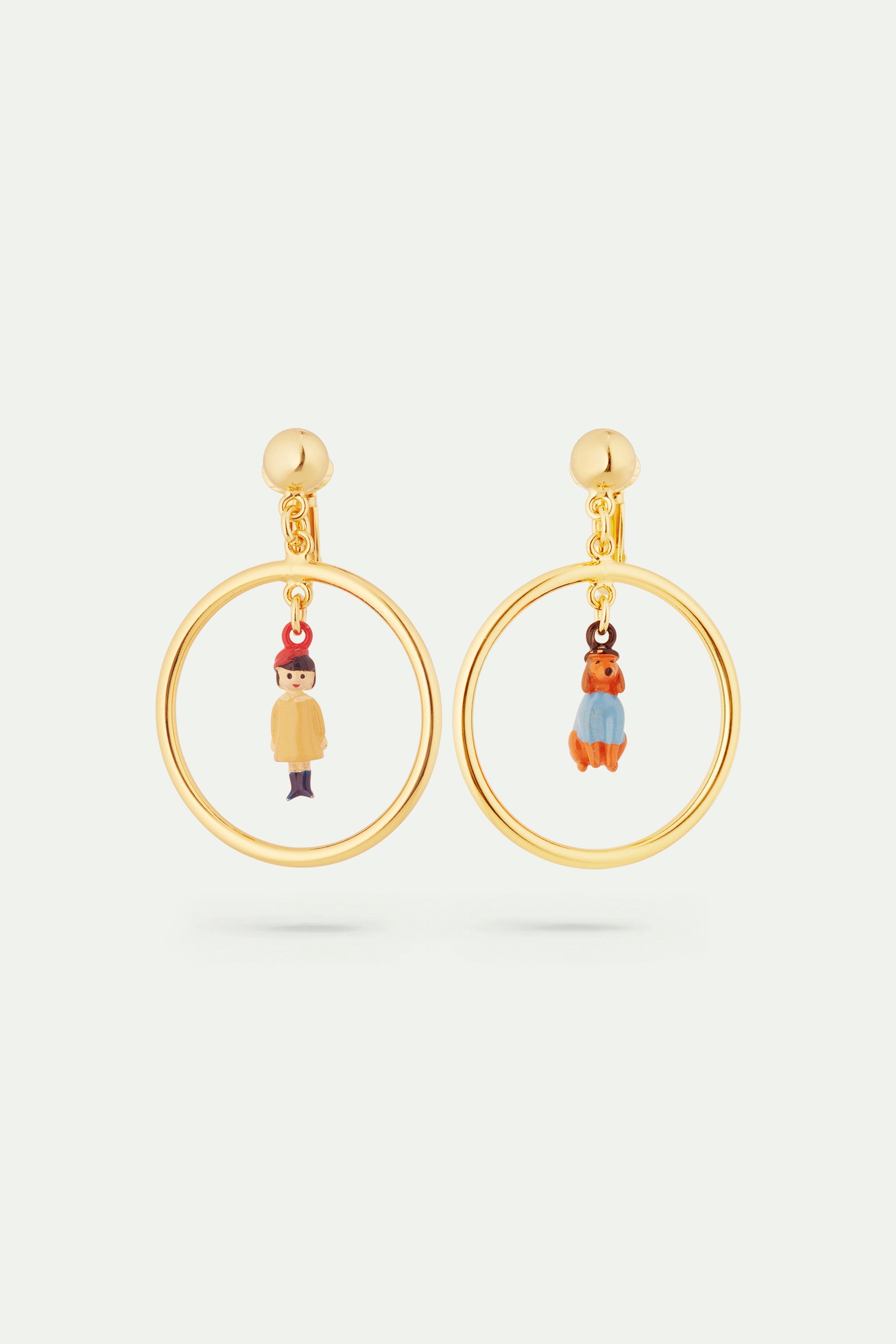 Asymmetrical little girl and dachshund earrings