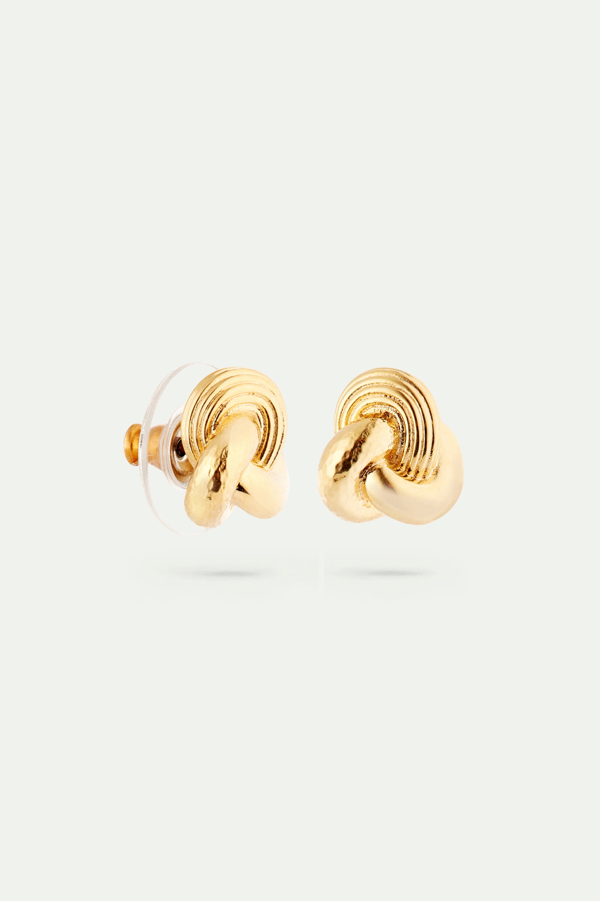 Gold knot and trio of textures post earrings