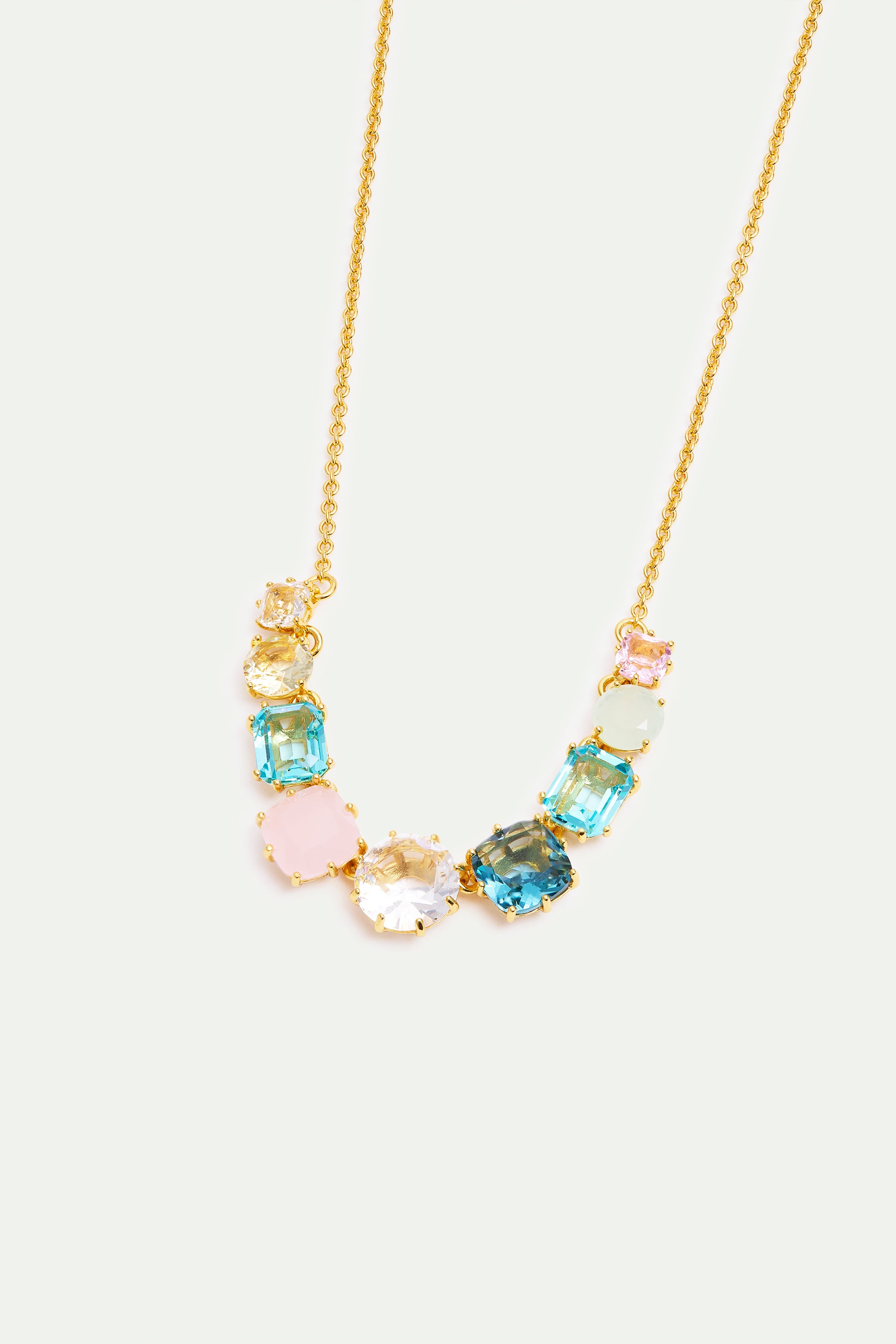 Fine Diamantine necklace with 9 Acqua Azzura stones