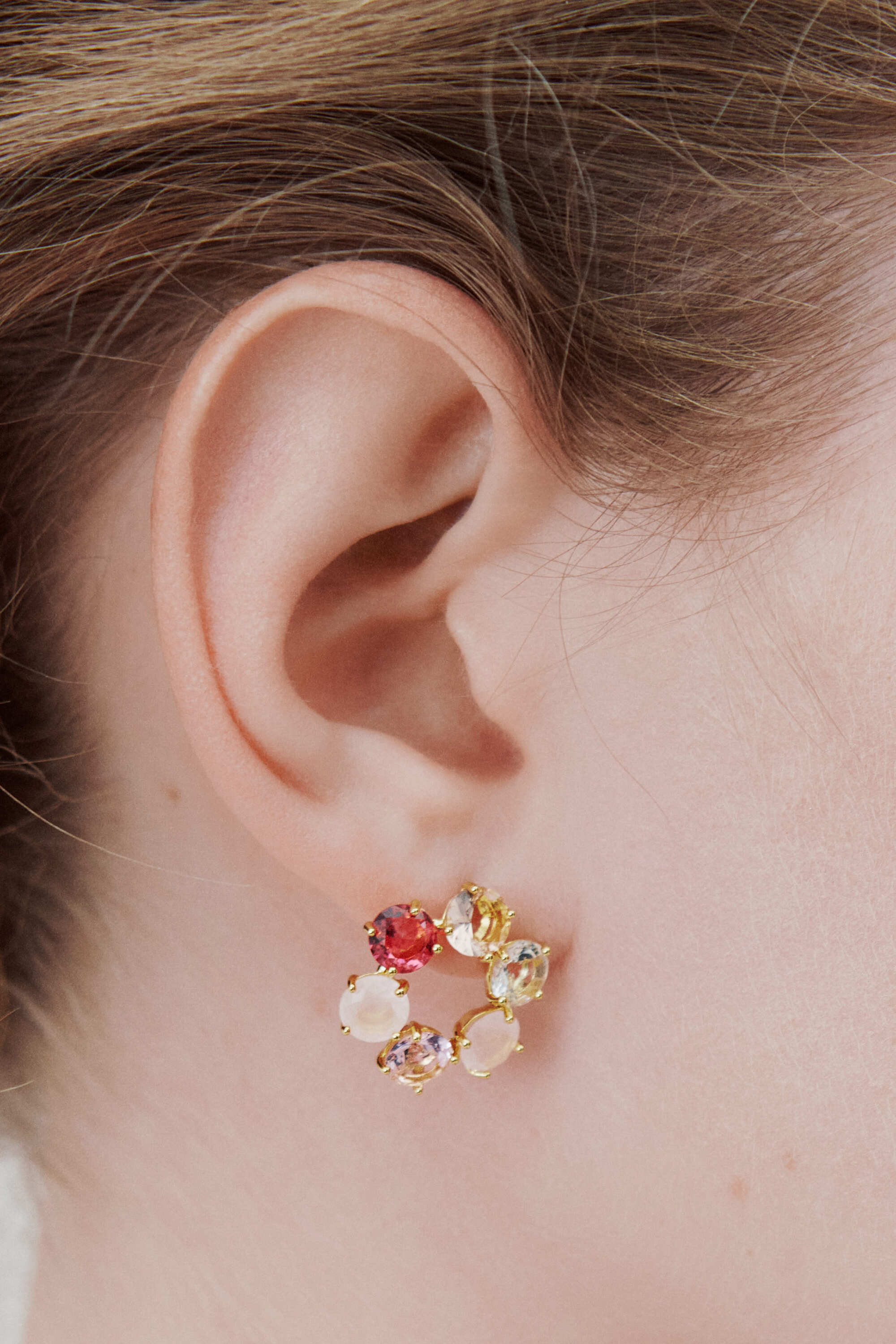 Gradient Pink Diamantine six stone earrings