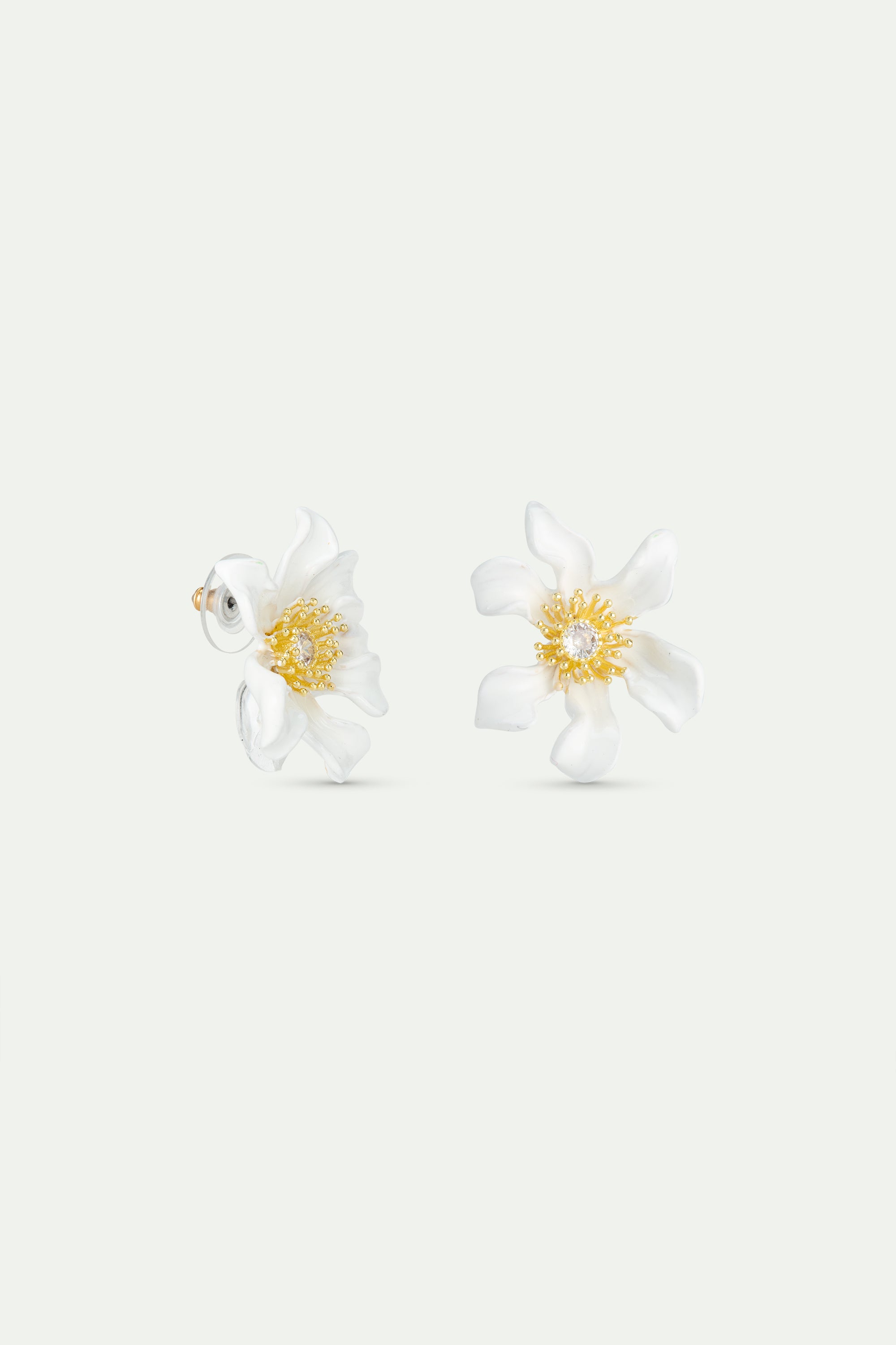 Large white clematis flower earrings