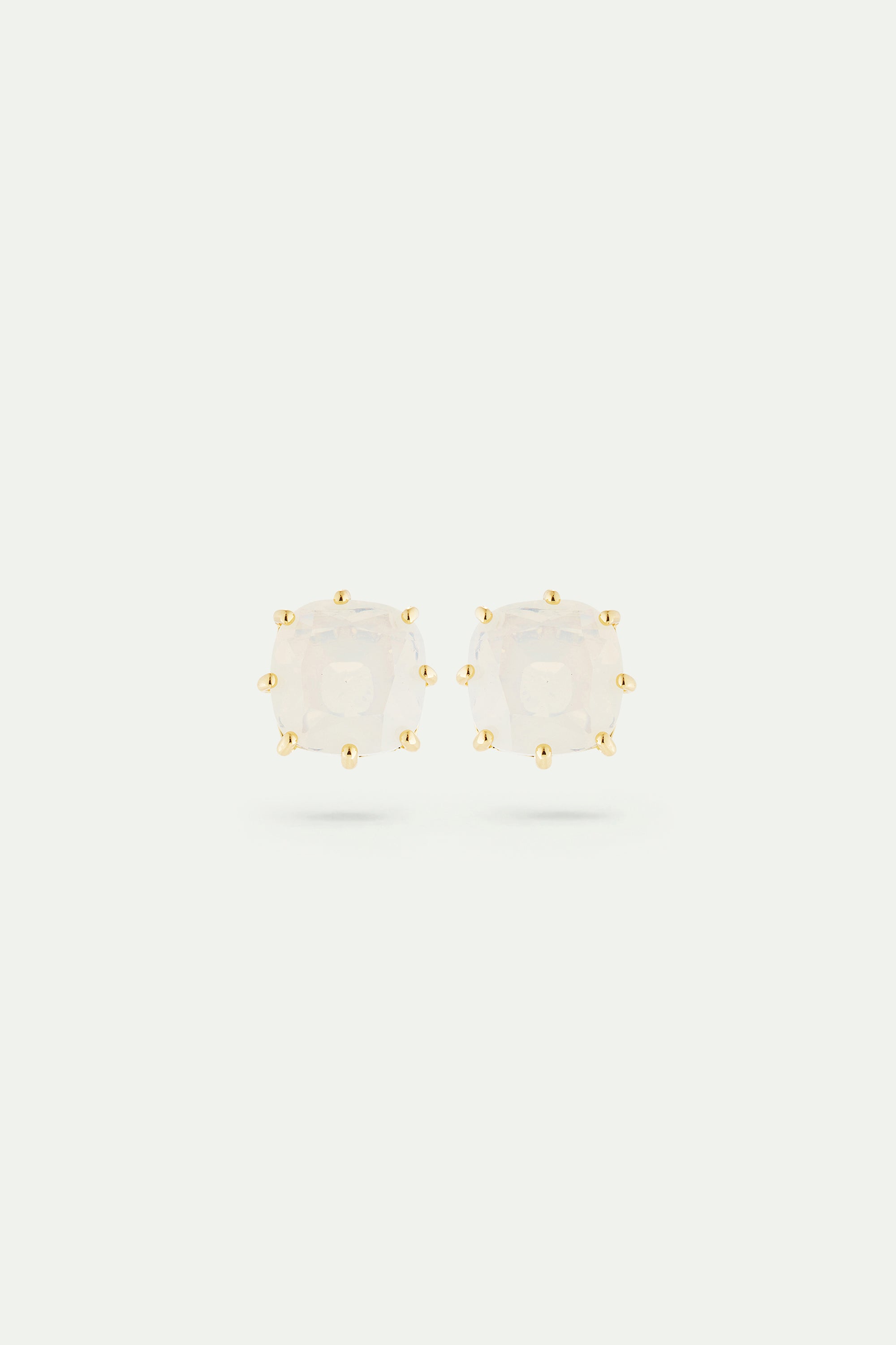 Opalescent white Diamantine square stone earrings