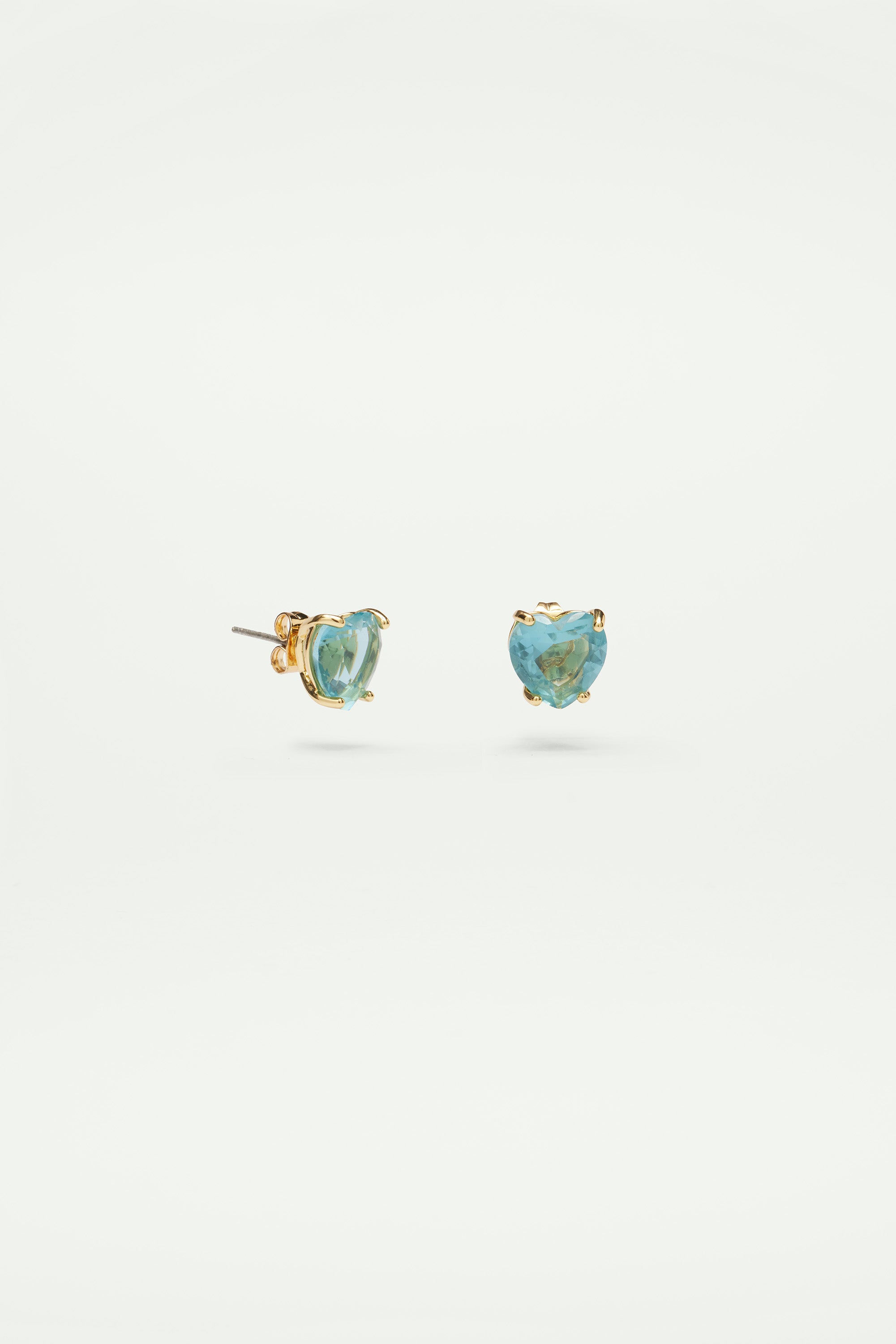 La Diamantine Acqua Azzura Heart Stud Earrings