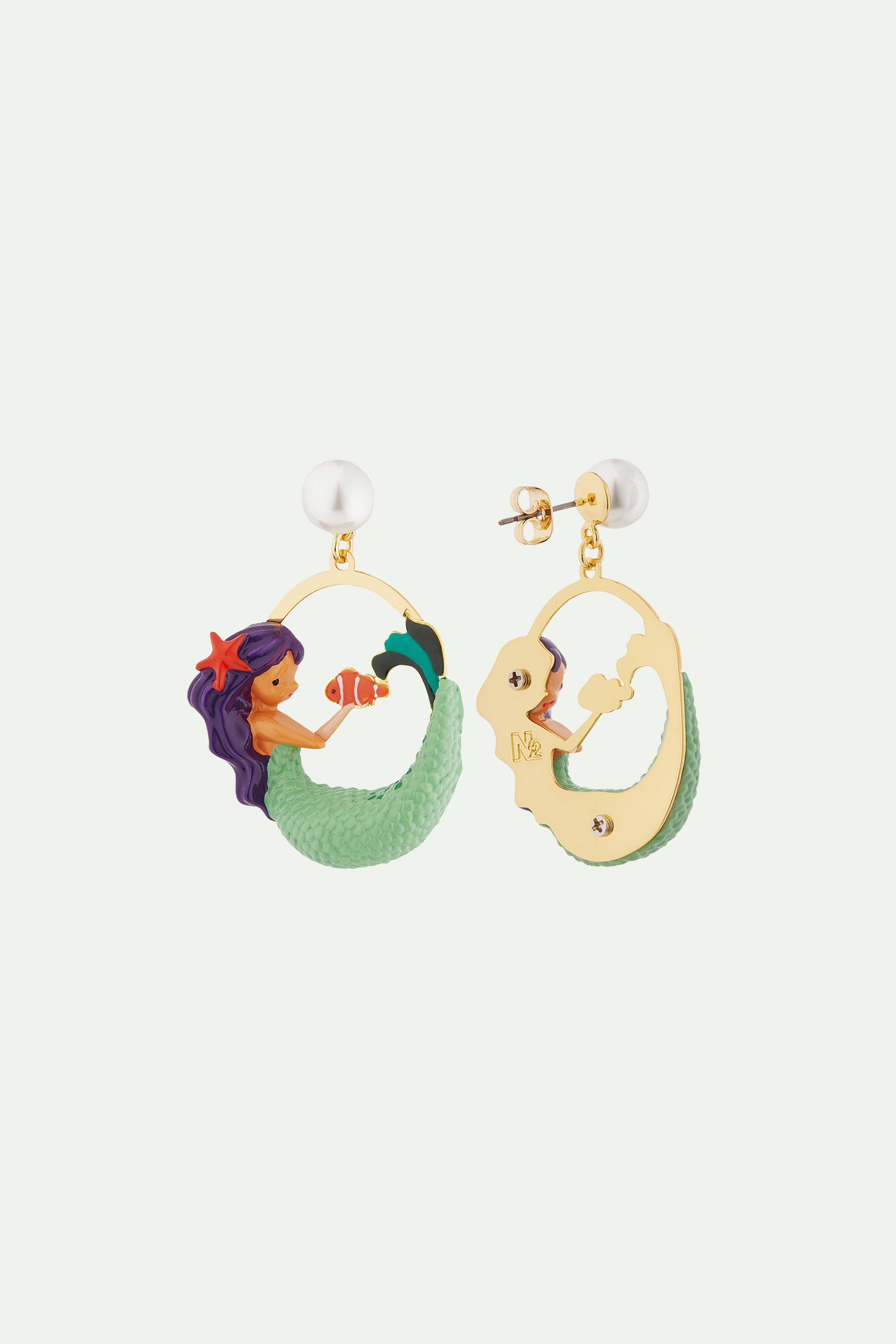 Mermaid and pearl earrings