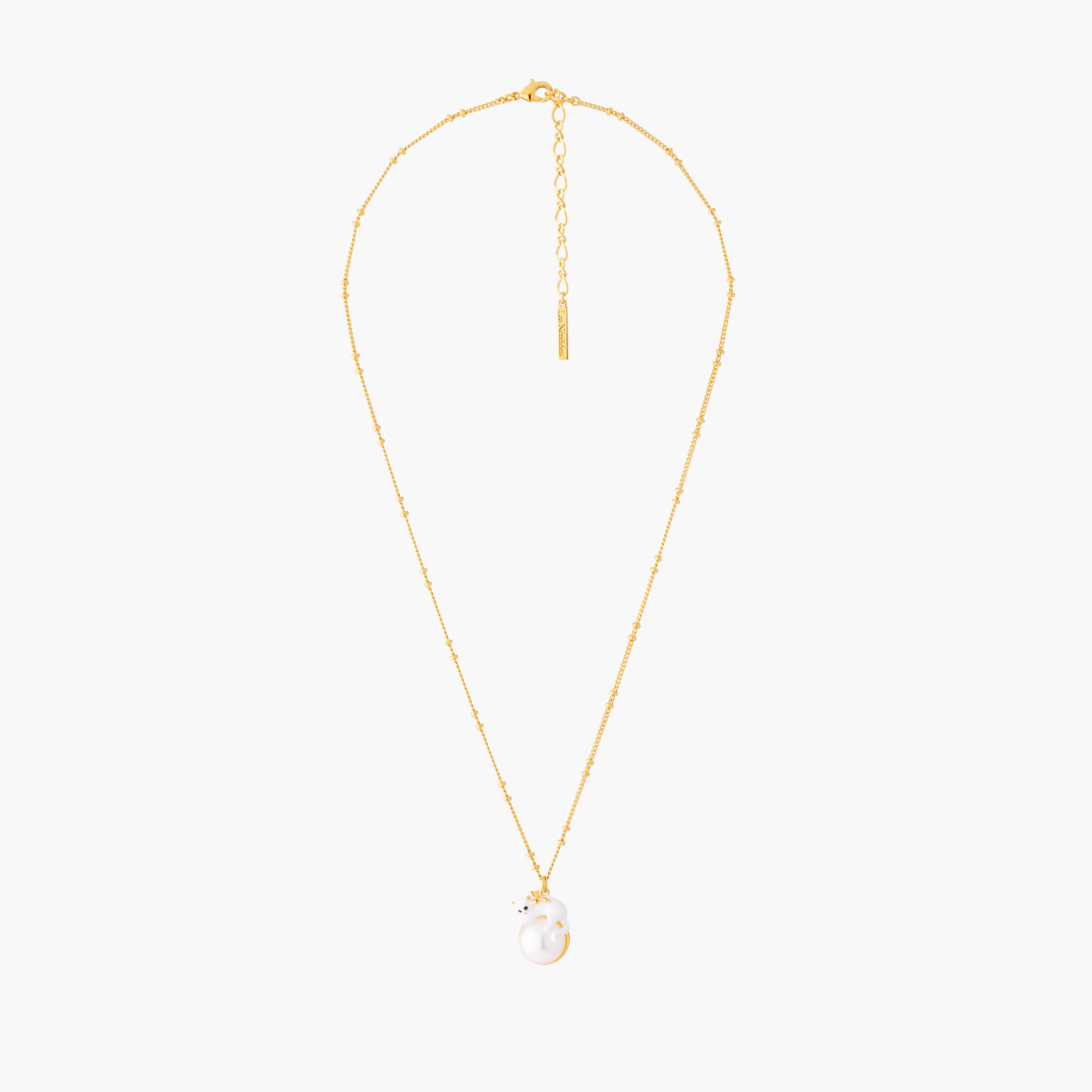 Kitty and Pearl Pendant Necklace